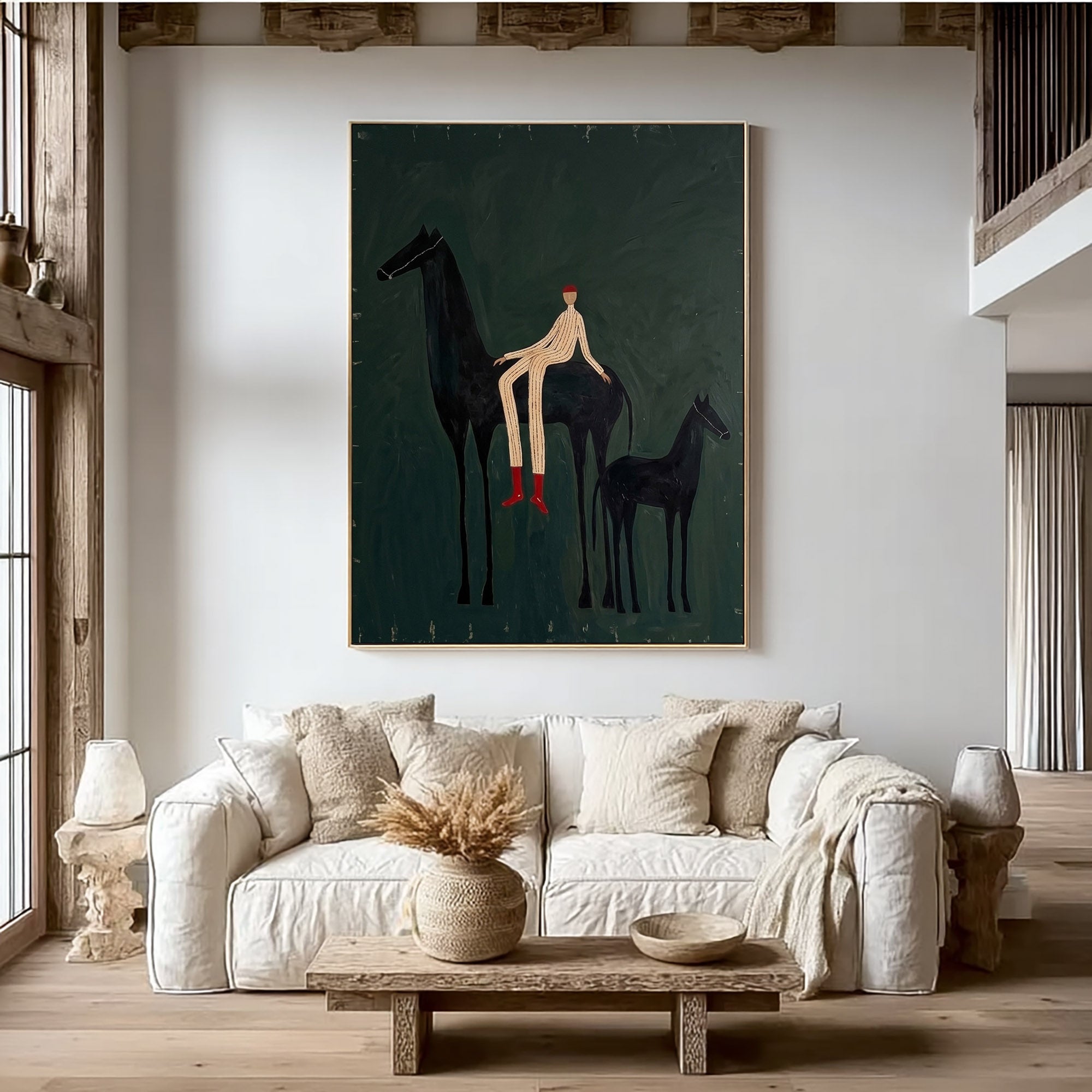 Large Cowboy Horse Wall Art Contemporary Western Horse Painting
