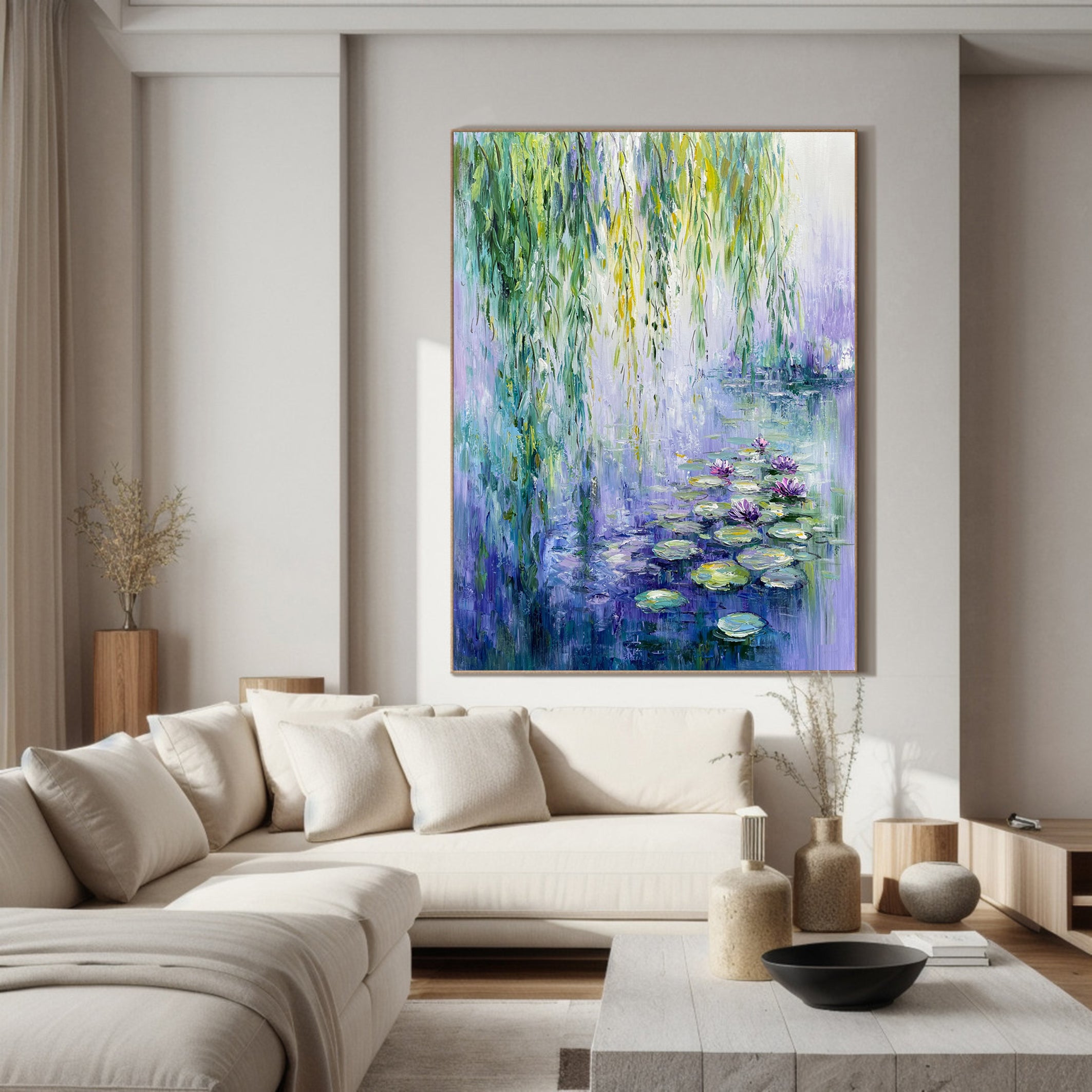 Monet's Water Lilies Tribute, Weeping Willow Landscape #BGA 173