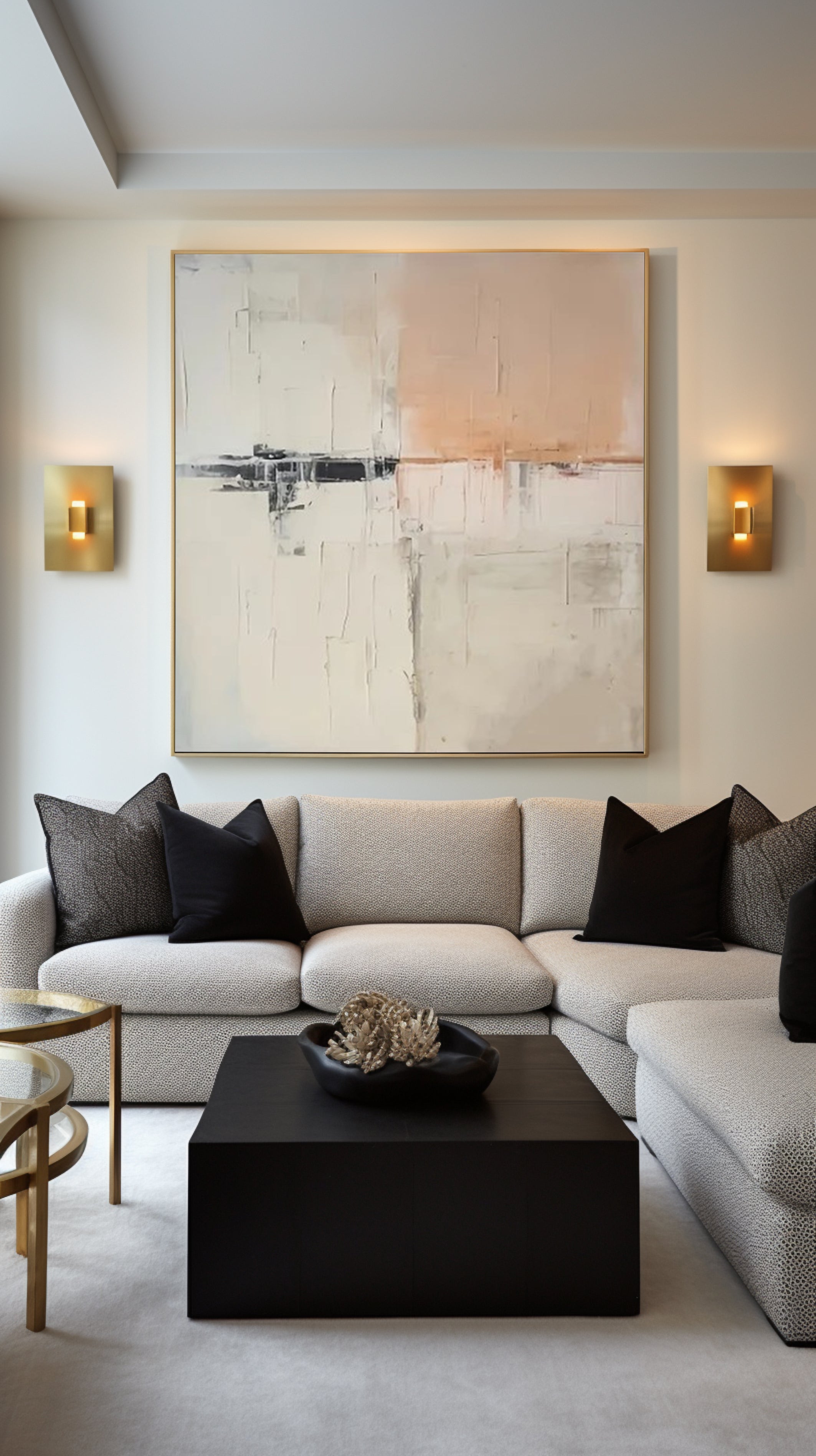 Abstract Peach & Black Art, Scandinavian Modern Wall Decor #BGA 219