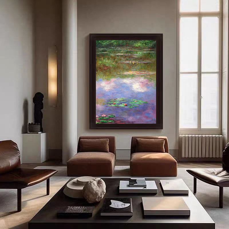 Monet Style Water Lilies, Vertical Floral Abstract #BGA 180