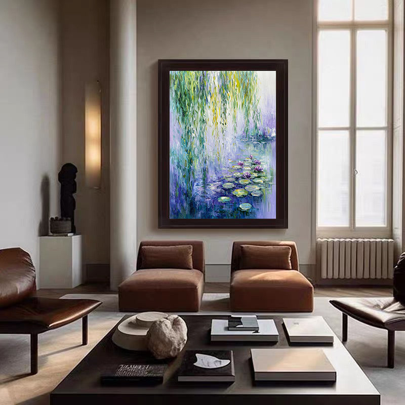 Monet's Water Lilies Tribute, Weeping Willow Landscape #BGA 173
