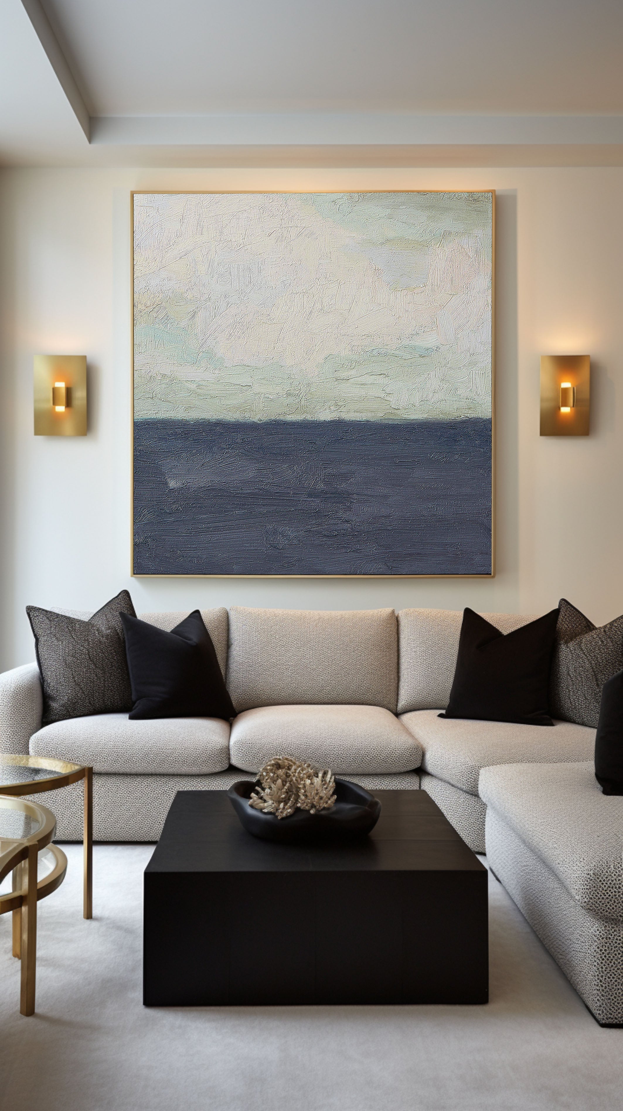 Framed Horizontal Impasto Canvas with Color Band Contrast #BGA 126