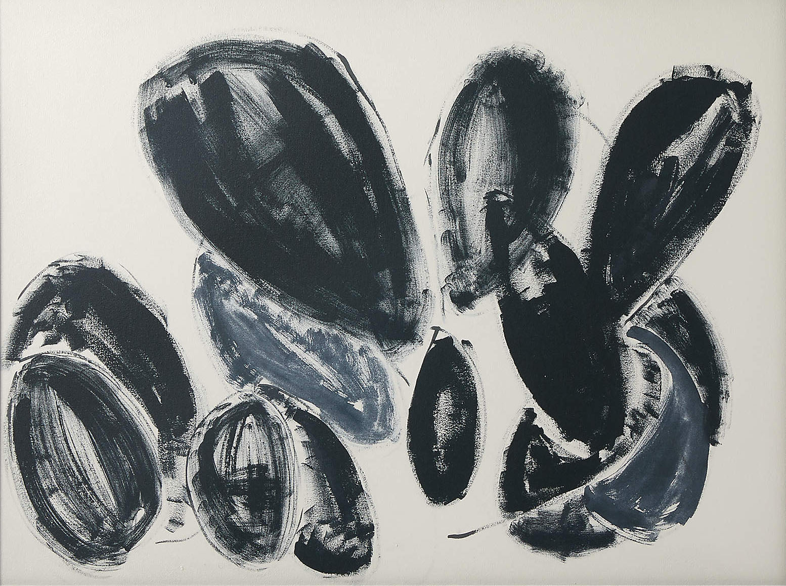 Large Black and Gray Rounded Shapes Abstract, Minimalist Art #BGA 110