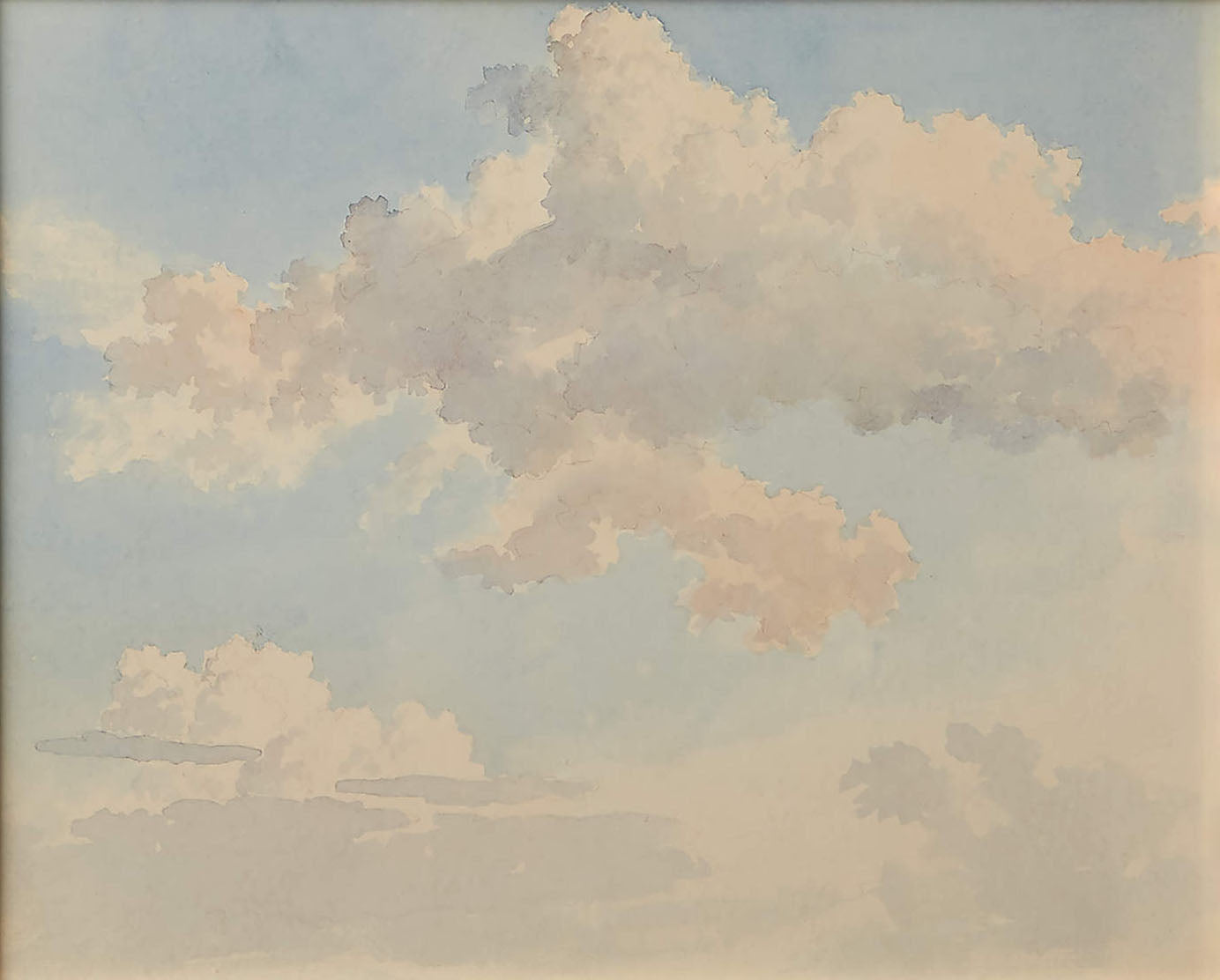 Pale Blue Sky With Beige Cloud, Modern Wall Art #BGA 113