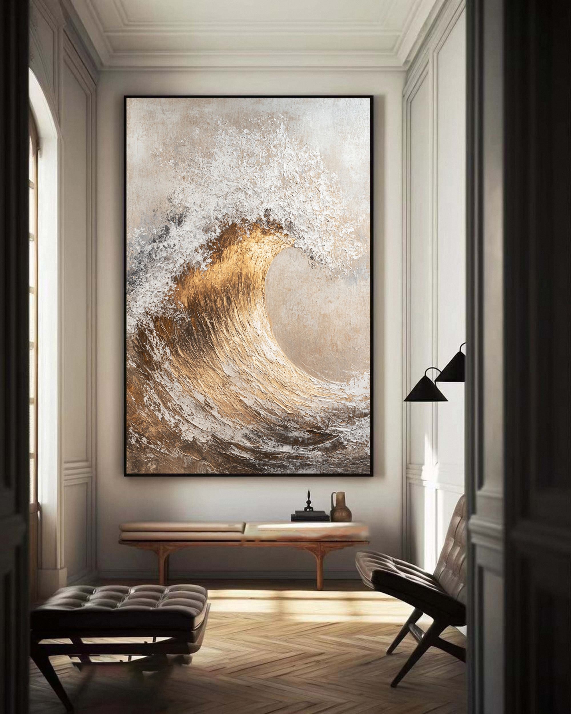 Majestic Ocean Wave Textured Canvas for Elegant Coastal Home Decor #BBM 054