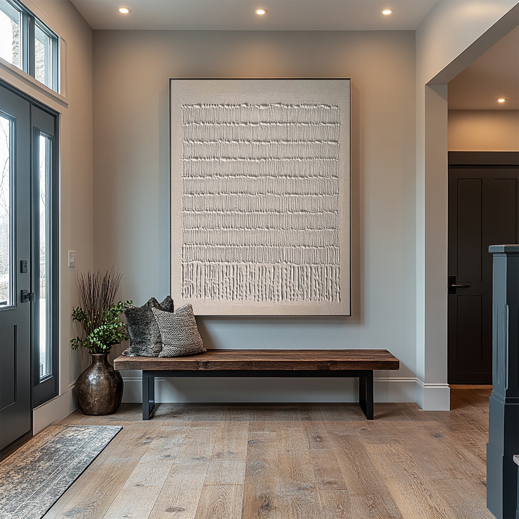 Contemporary Neutral Painting with Repeated Vertical Impasto #BGA 307
