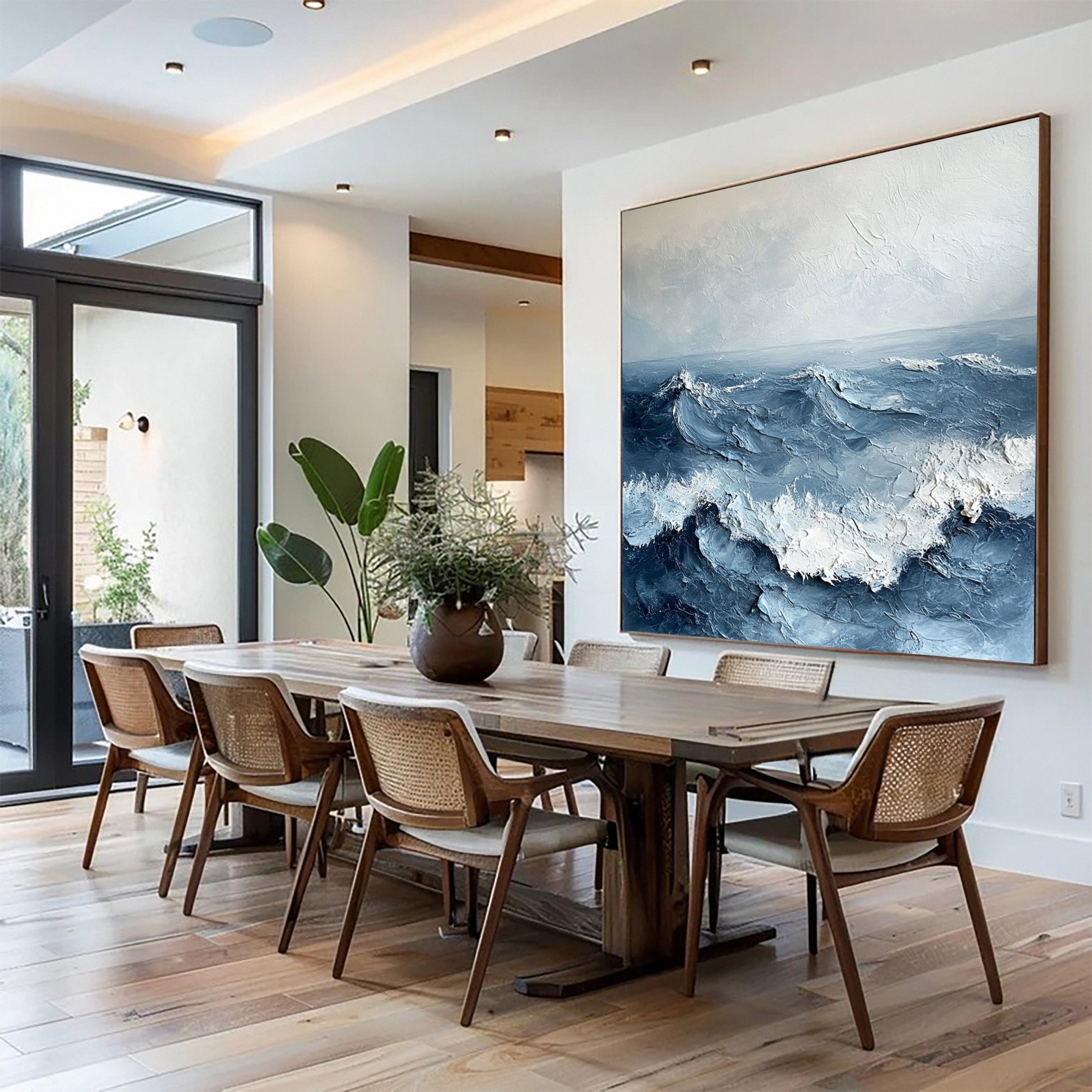 Luxury Ocean Wave Art with 3D Textured Finish for Upscale Homes #OP 036