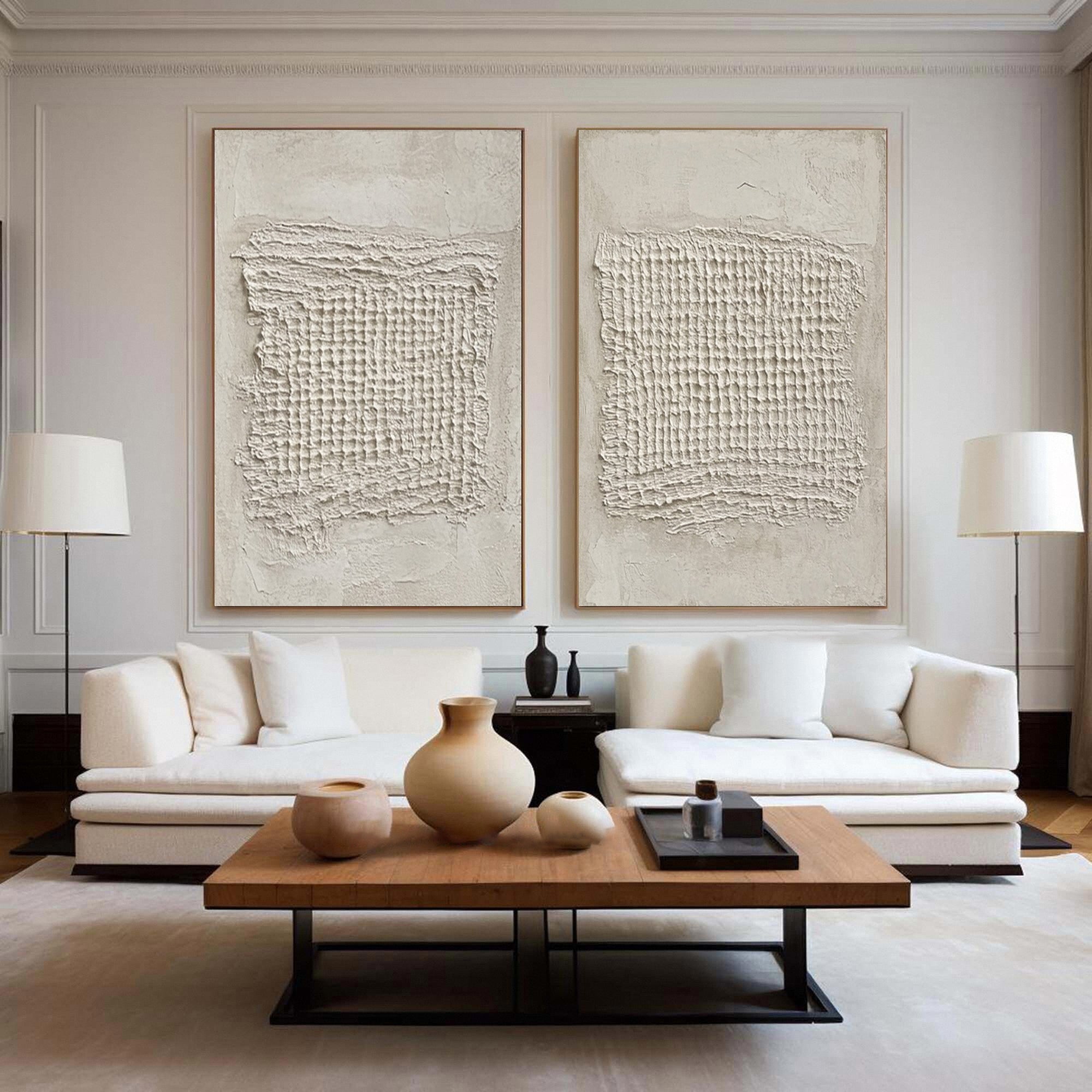 Contemporary Neutral Painting with Tactile Woven Centers #BGA 322