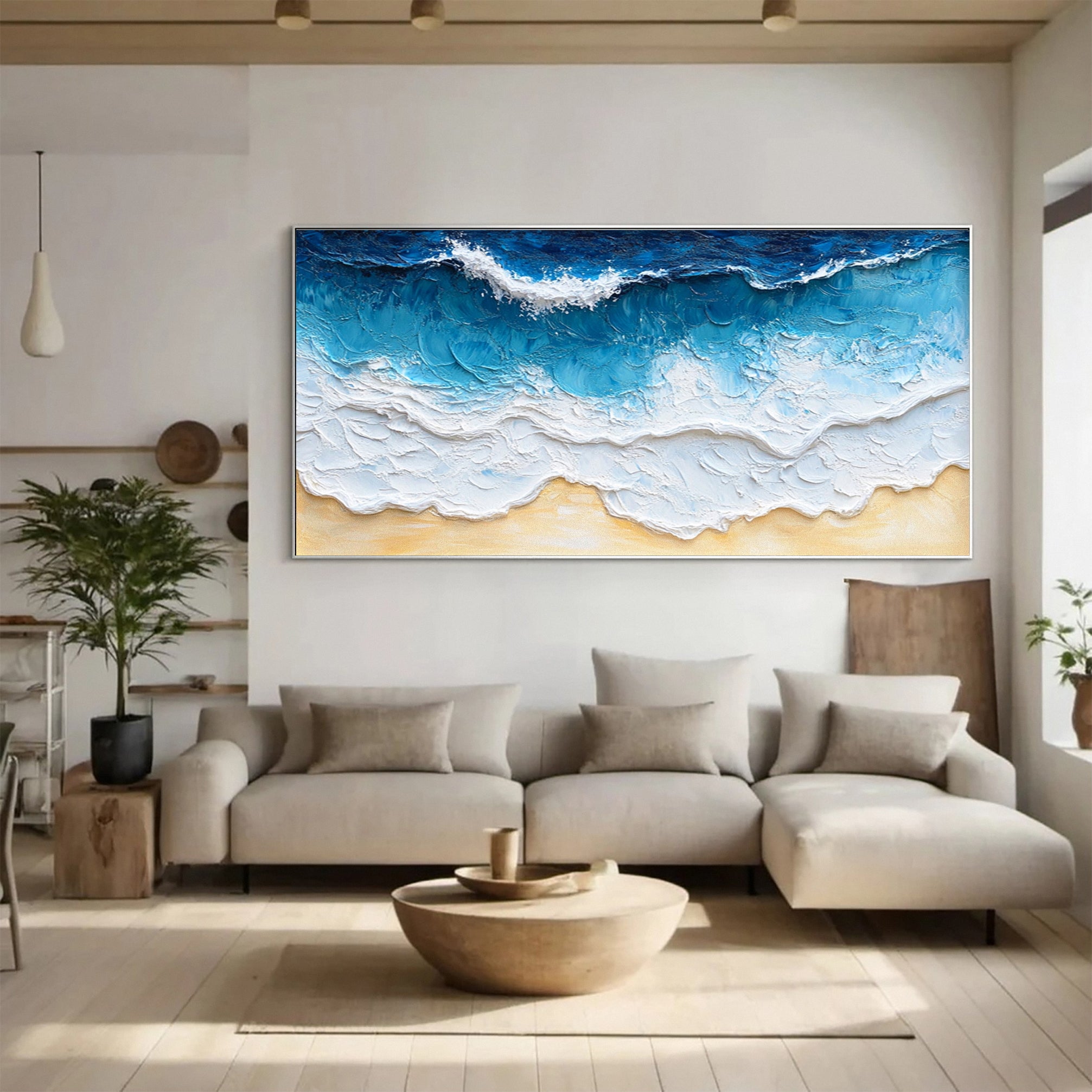 Large Abstract Seascape Canvas Textured Waves for Elegant Interiors #OP 022
