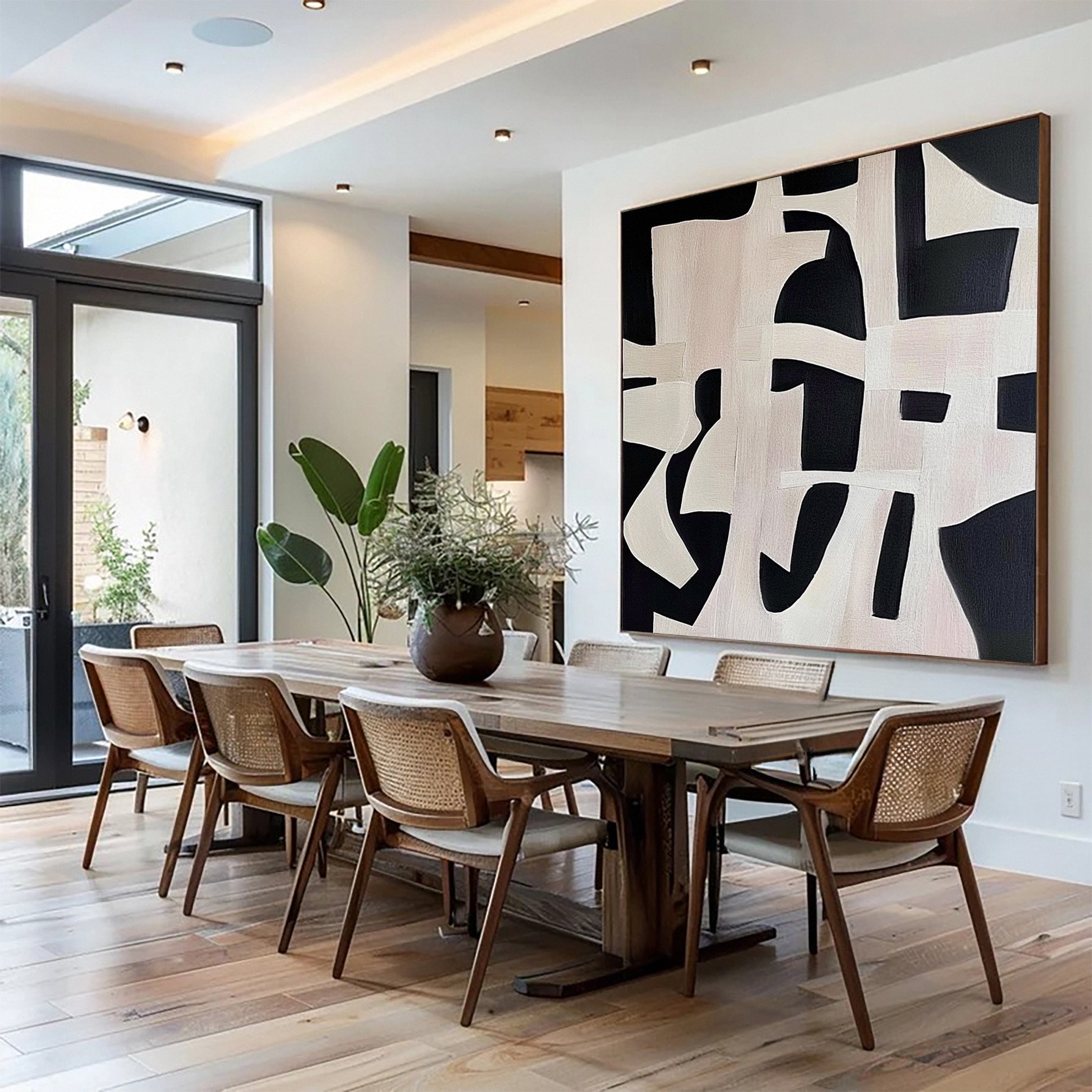 Monochrome Geometry Modern Art Canvas #BWA 016