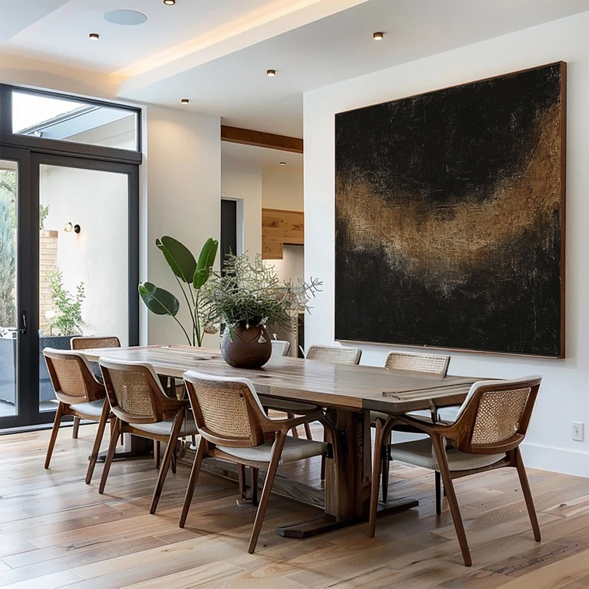 Monochrome Elegance Textured Black Abstract Wall Art #BM 130