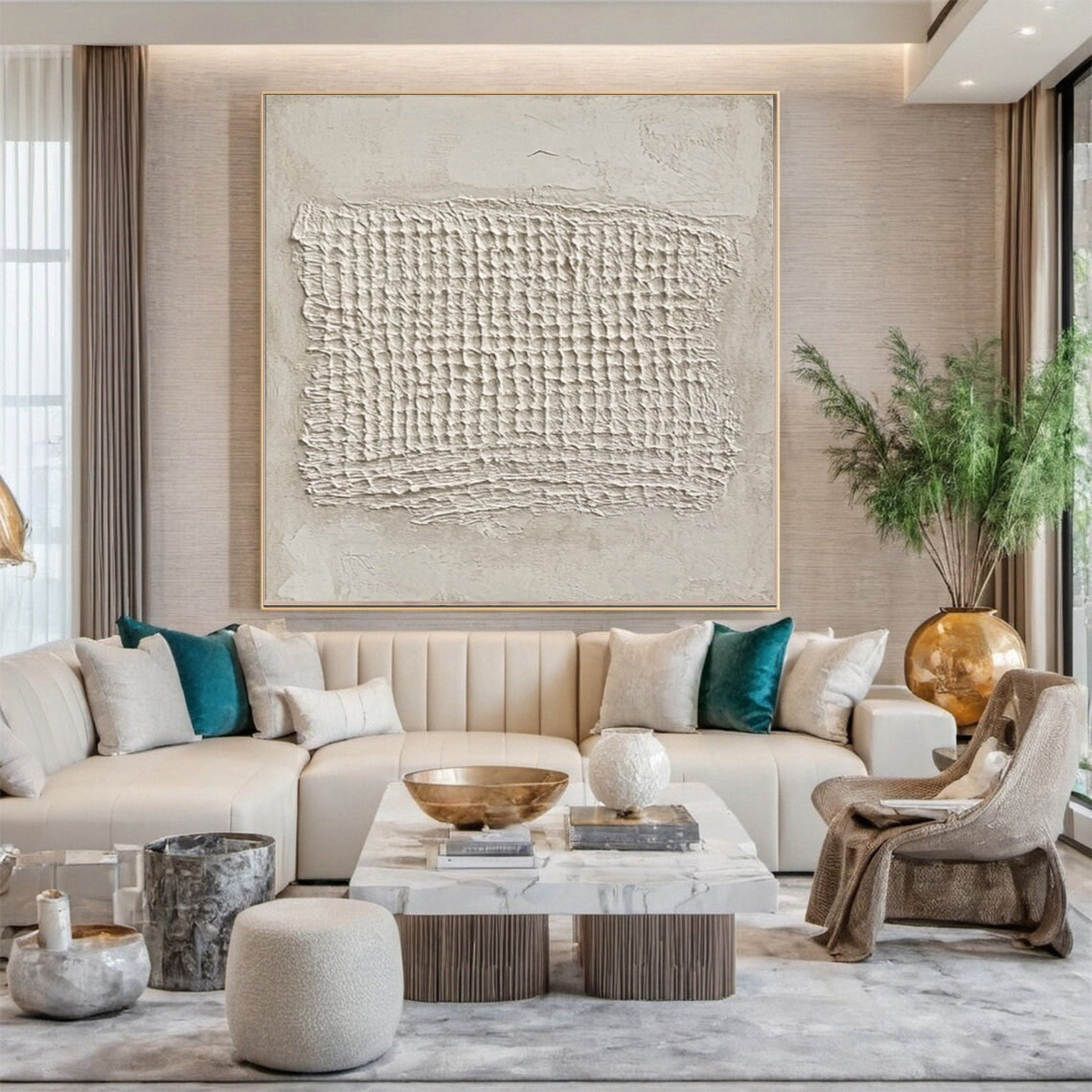 Modern Abstract Canvas with Raised Organic Pattern #BGA 317