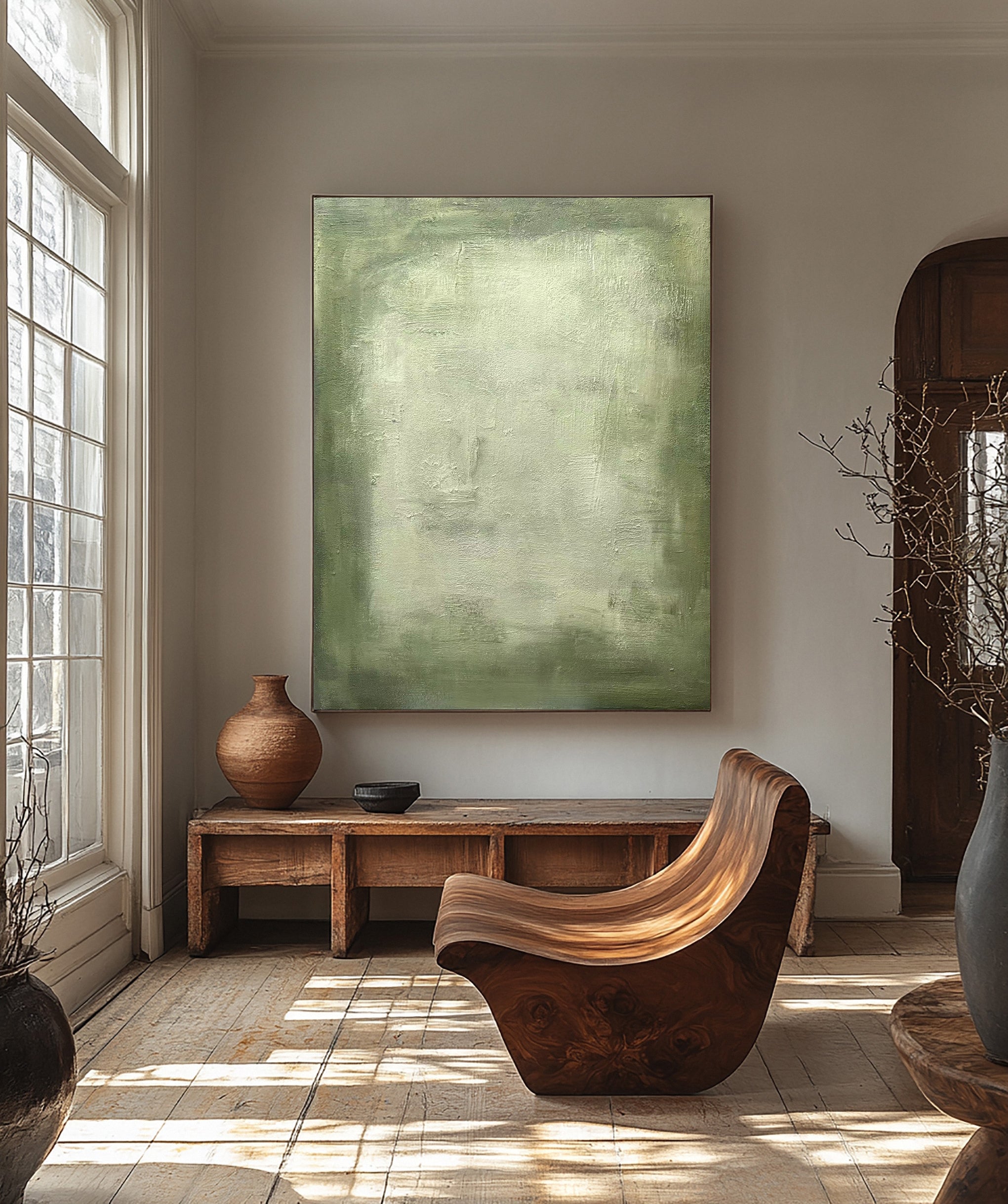 Modern Green Art with Organic Texture and Soft Color Blends #BGA 345