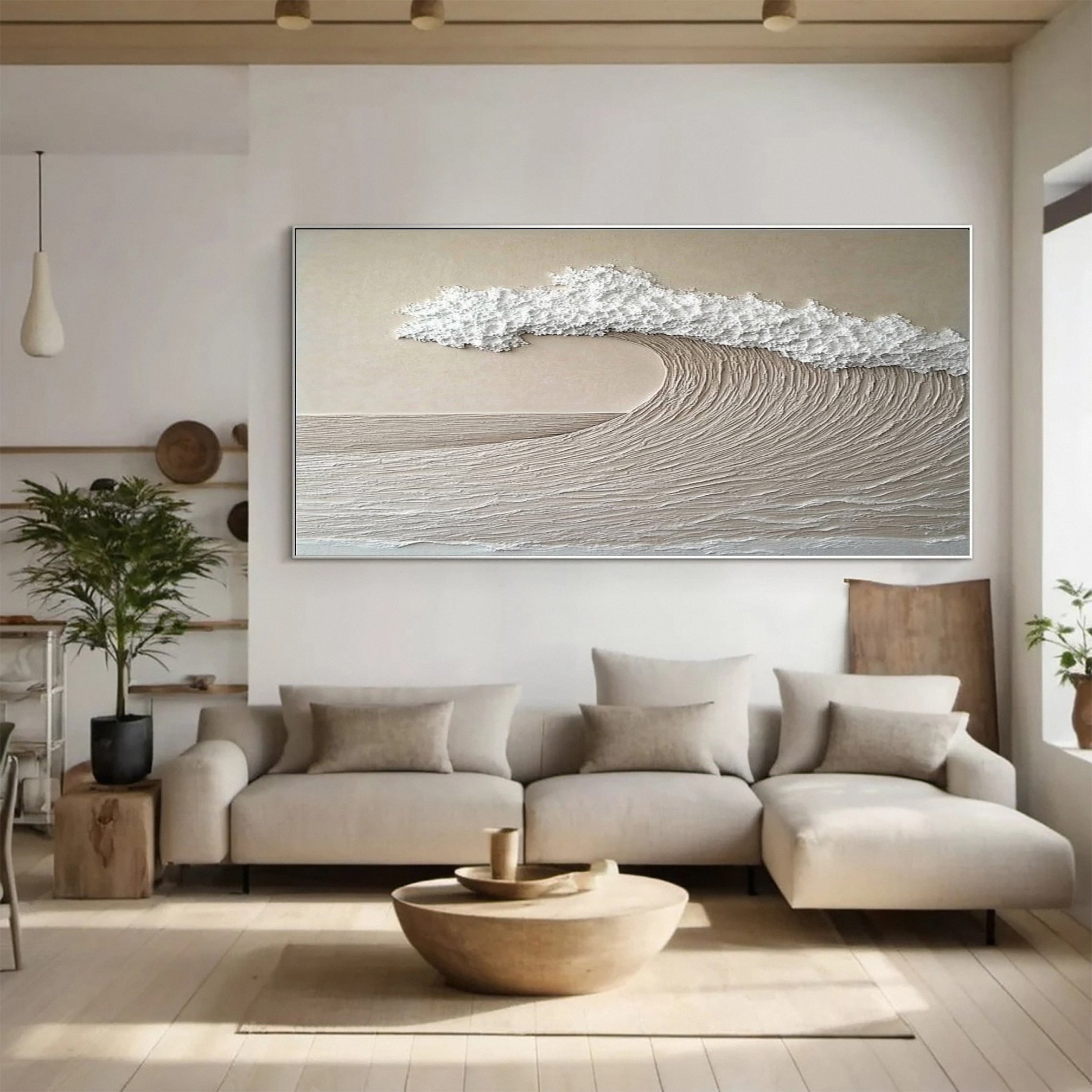 Large Abstract Seascape Canvas Textured Waves for Elegant Interiors #OP 032