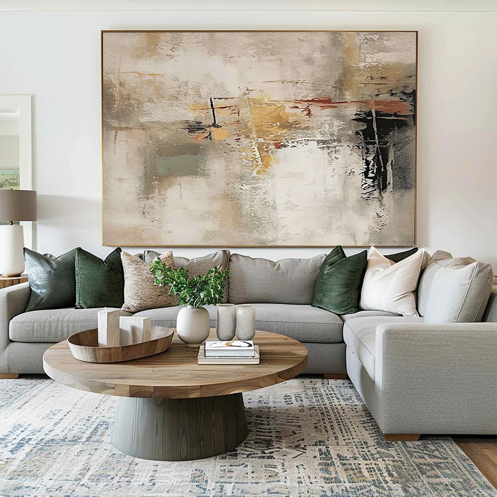 Large Neutral Painting with Texture and Imperfect Forms #BGA 302