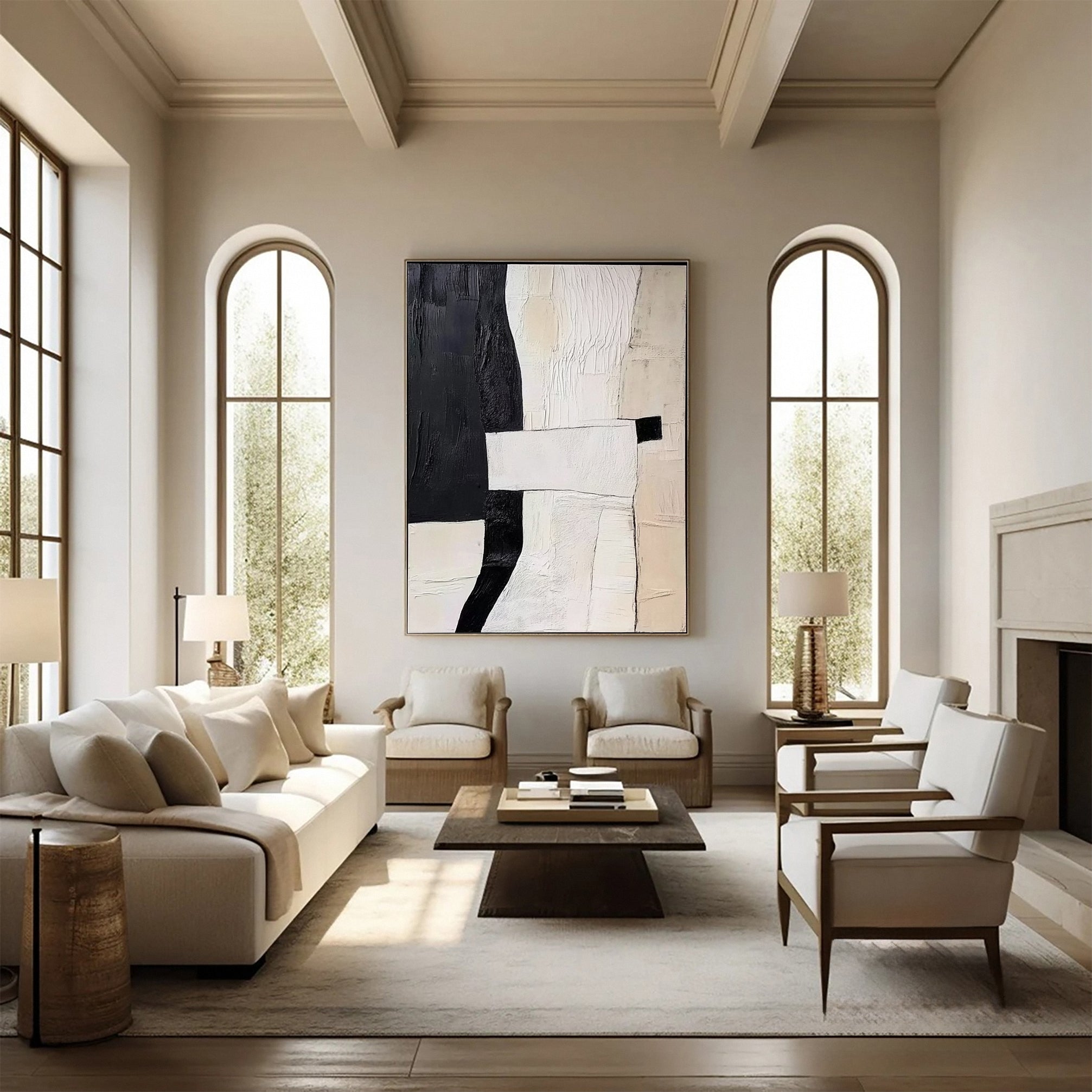 Modern Contrast Black & White Abstract Wall Art #BWA 018