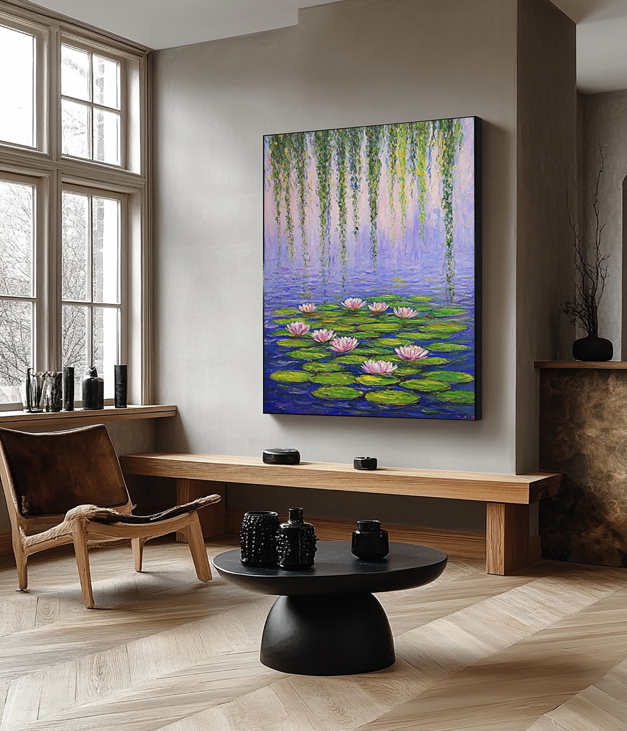 Modern Painting Recalling Monet's Tranquil Water Lily Scenes #BGA 364