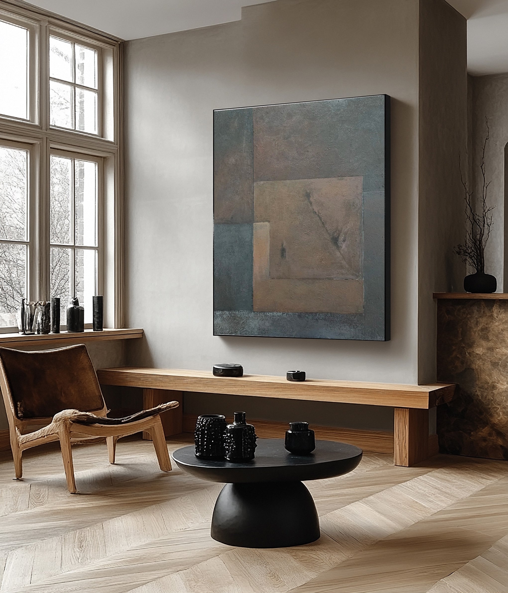 Wabi Sabi Art with Muted Toned Imperfect Geometric Shapes #BGA 314