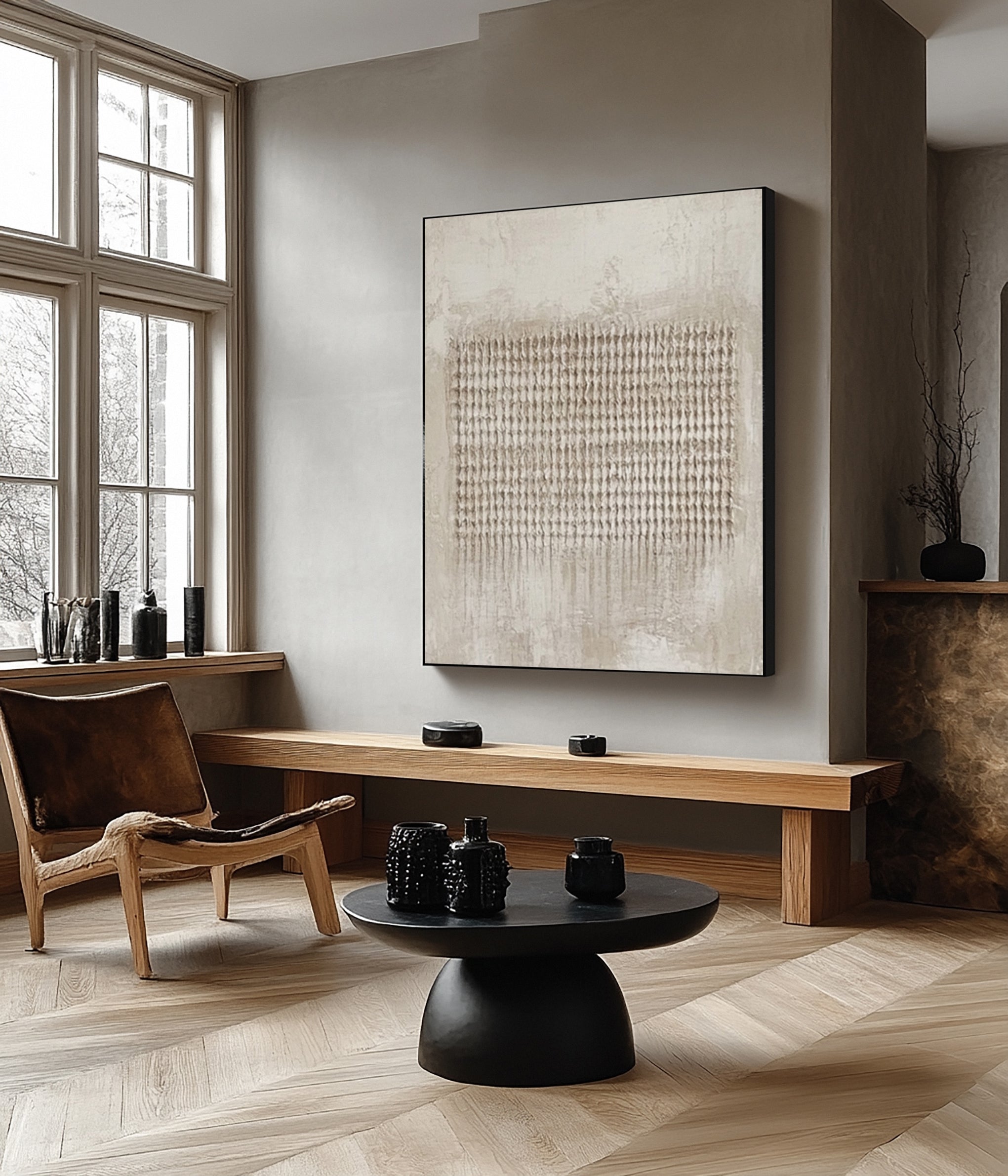 Contemporary Neutral Painting with Organic Vertical Pattern #BGA 323