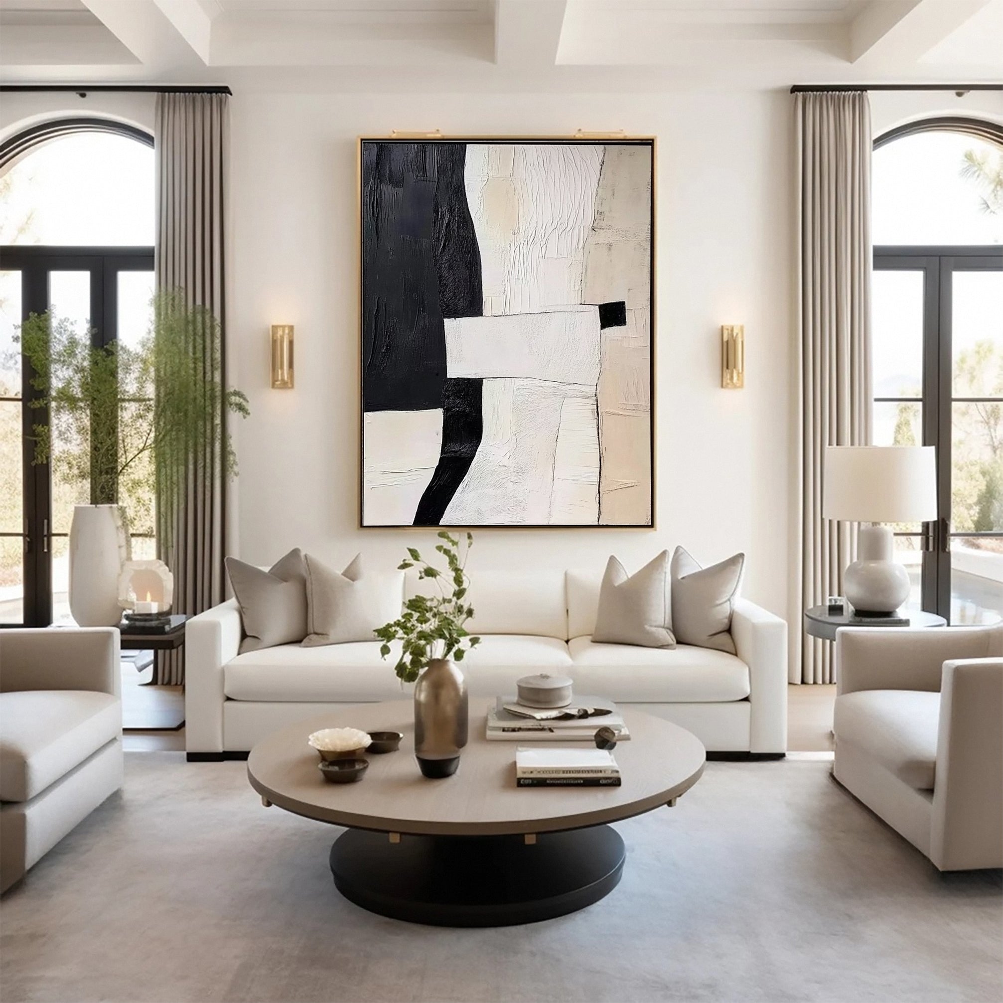 Modern Contrast Black & White Abstract Wall Art #BWA 018