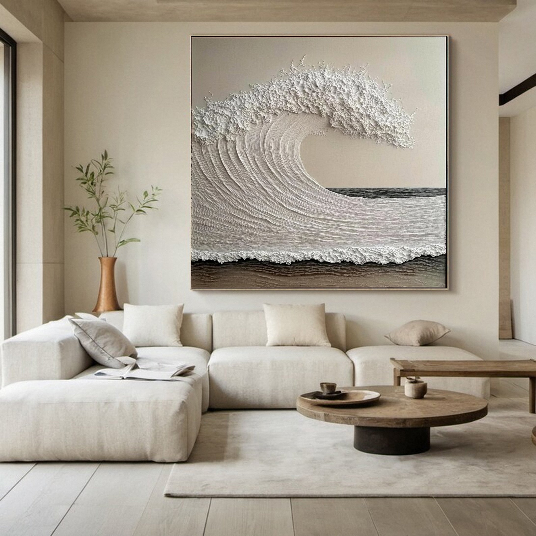 Luxury Ocean Wave Art with 3D Textured Finish for Upscale Homes #OP 035
