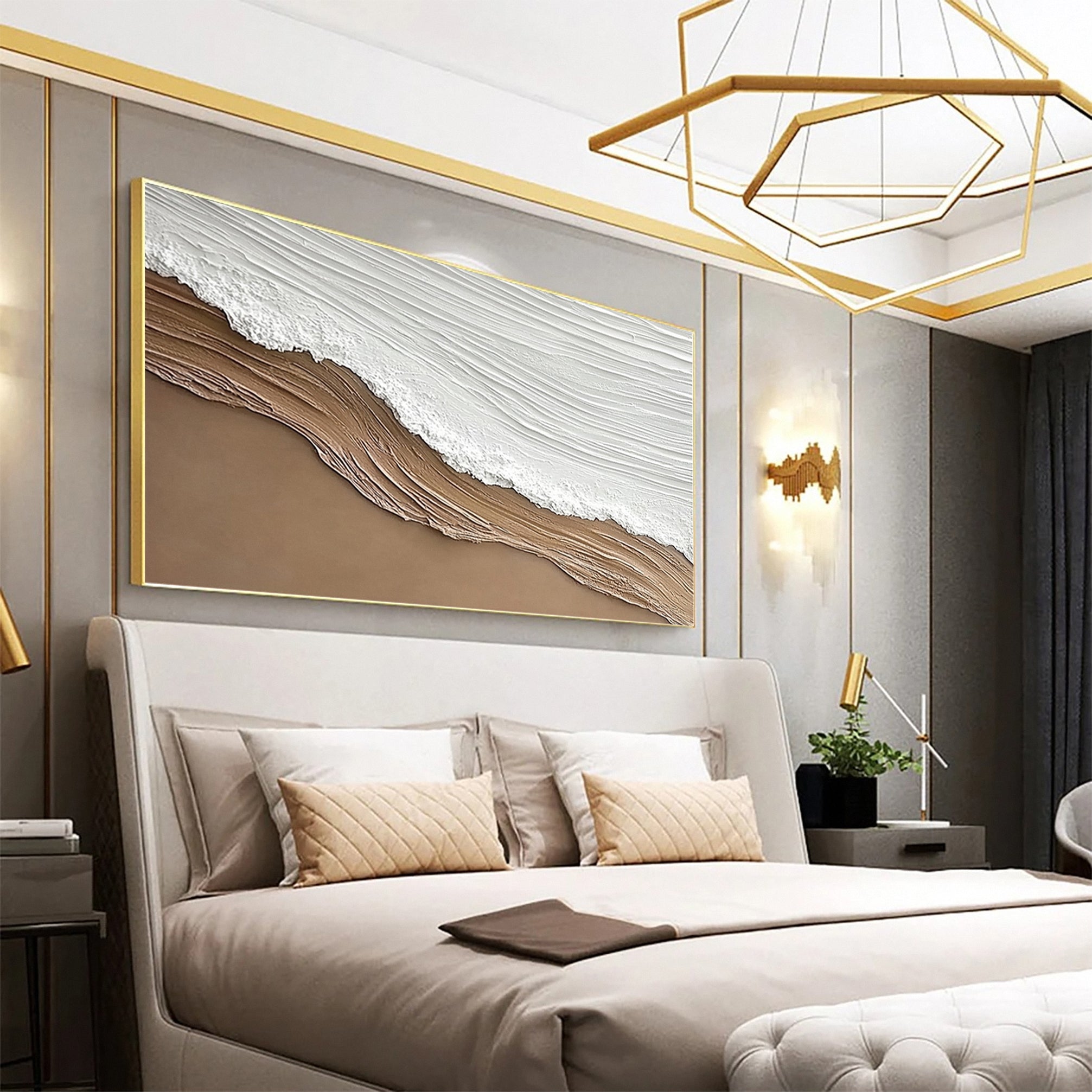 Coastal Serenity Textured Ocean Waves Oil Painting for Living Room #OP 003