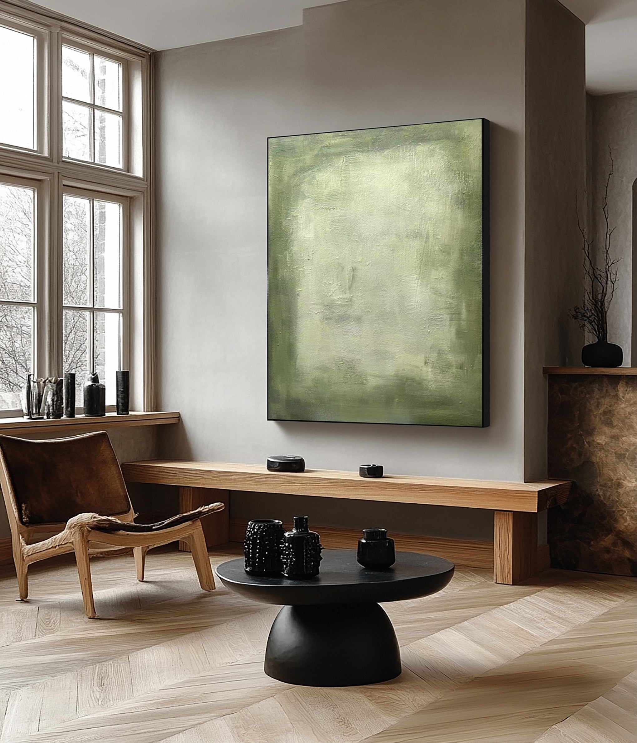 Modern Green Art with Organic Texture and Soft Color Blends #BGA 345