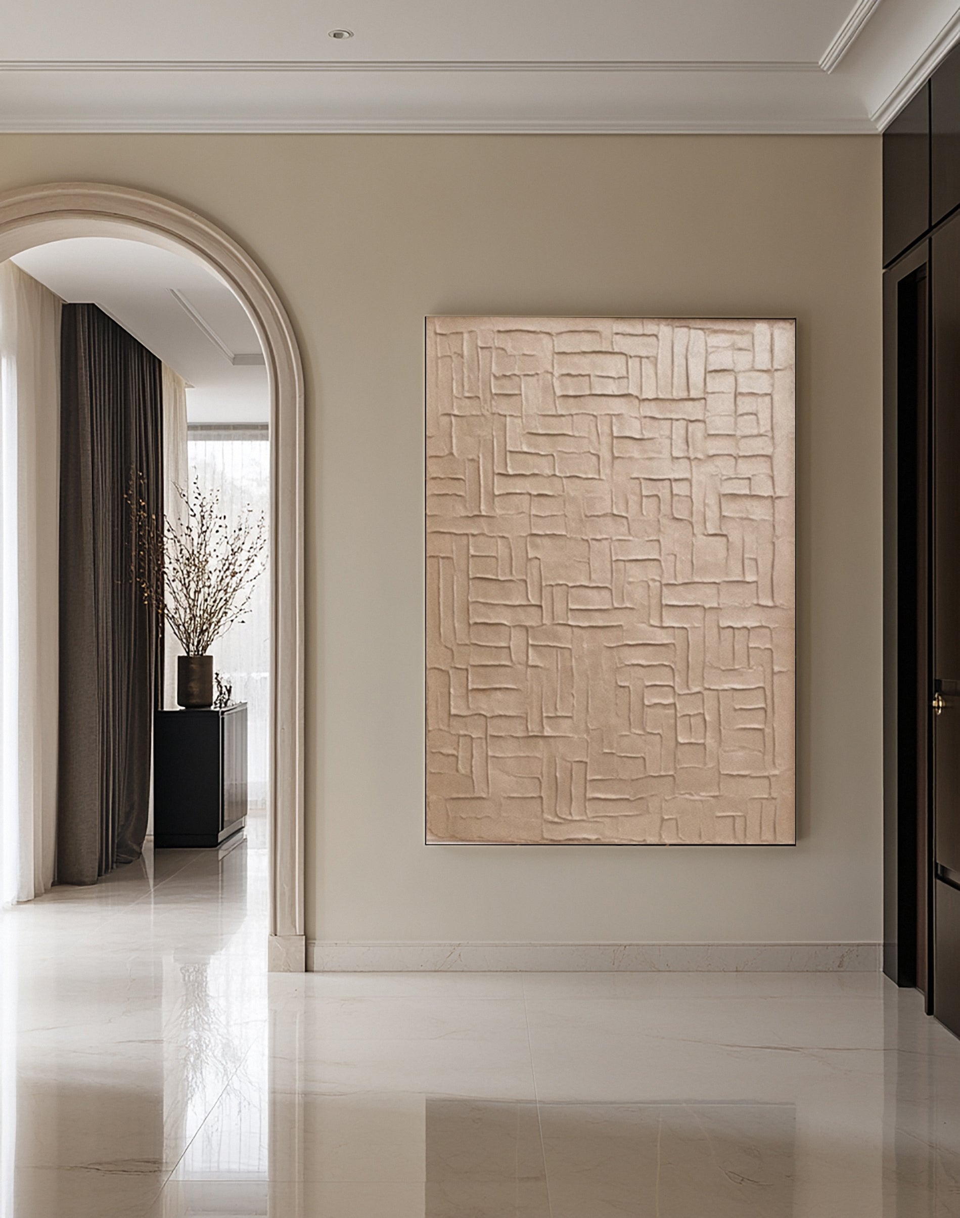 Modern Abstract Canvas with Textured Interlocking Forms #BGA 308