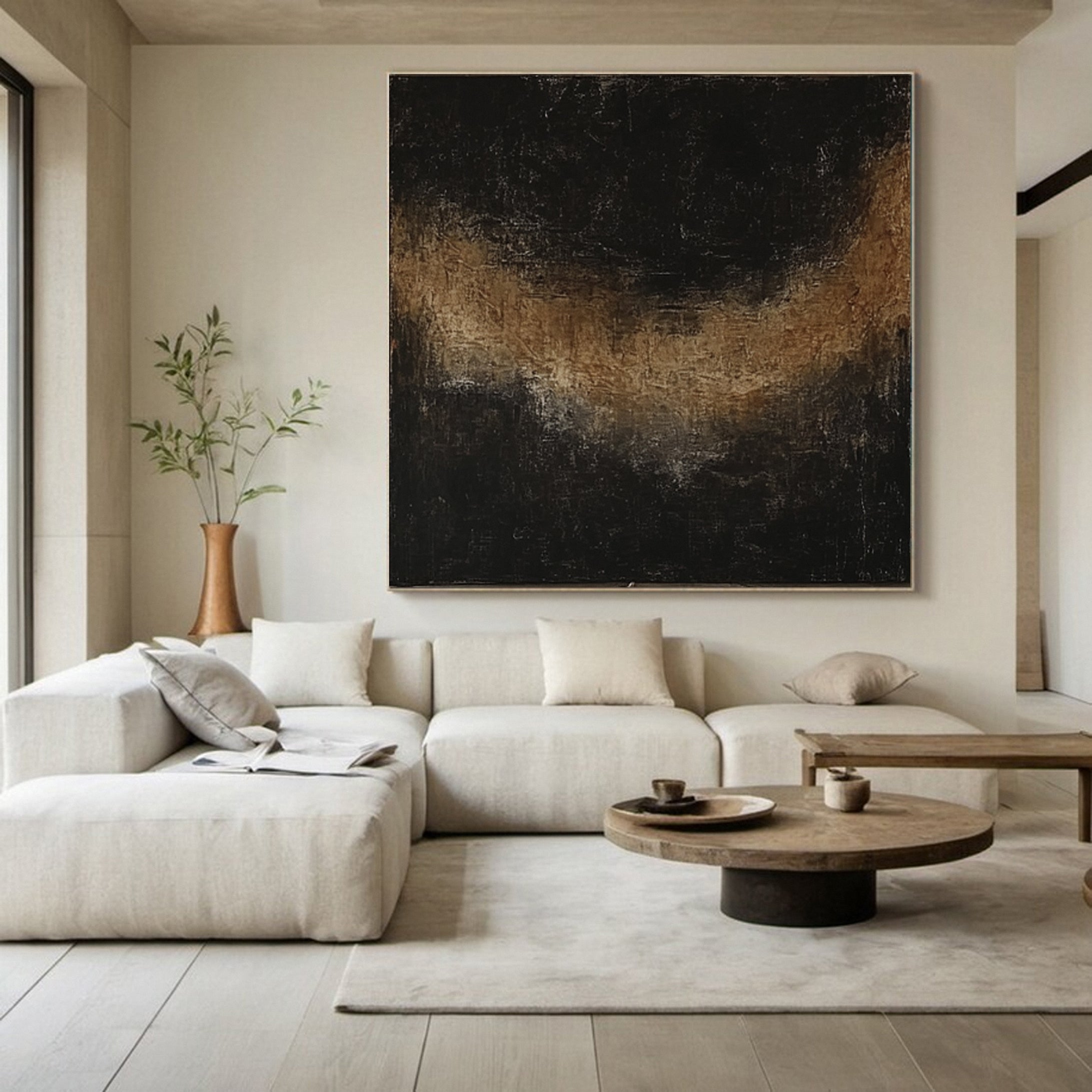Monochrome Elegance Textured Black Abstract Wall Art #BM 130