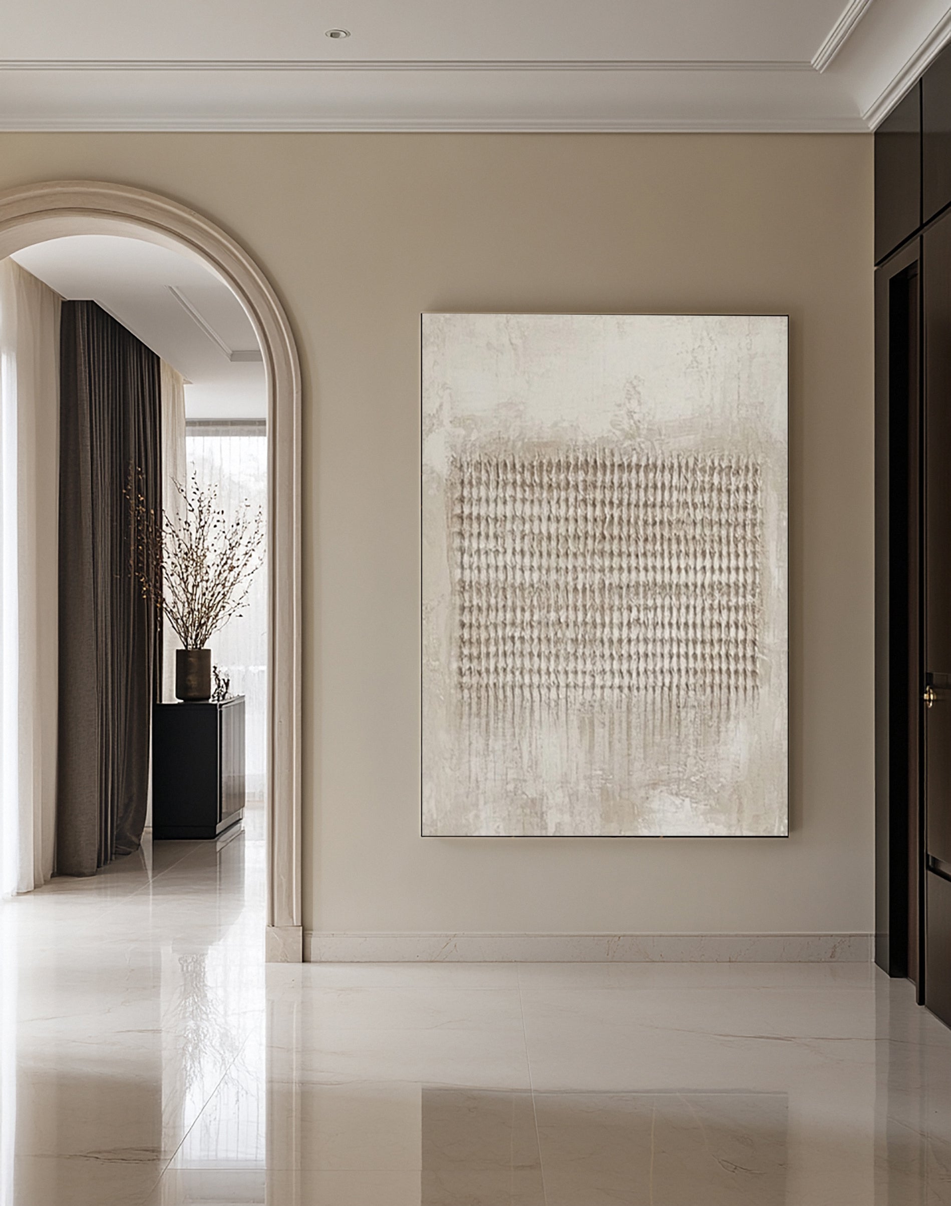 Contemporary Neutral Painting with Organic Vertical Pattern #BGA 323