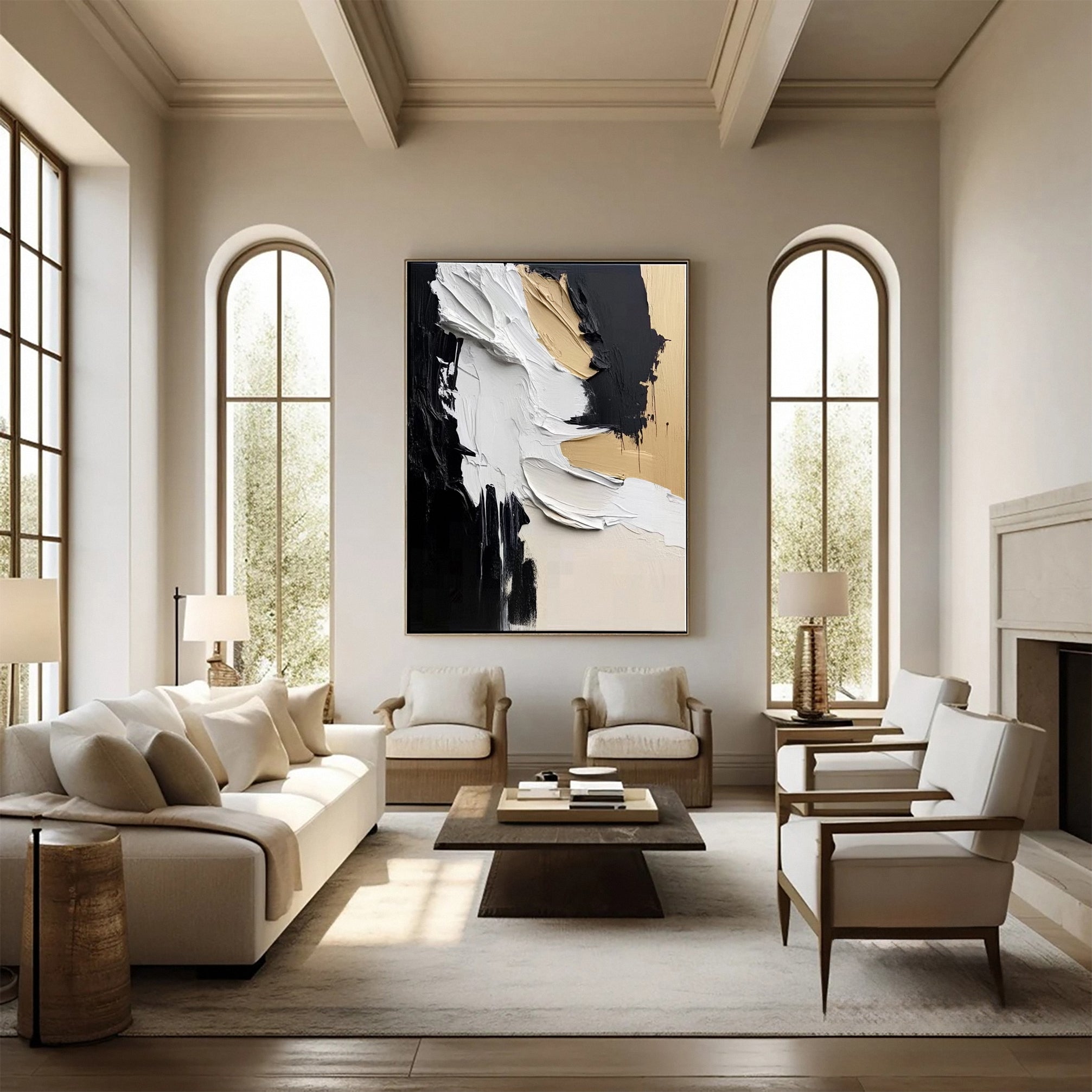 Modern Art Canvas Bold Textures and Metallic Gold Accents #BBM 063
