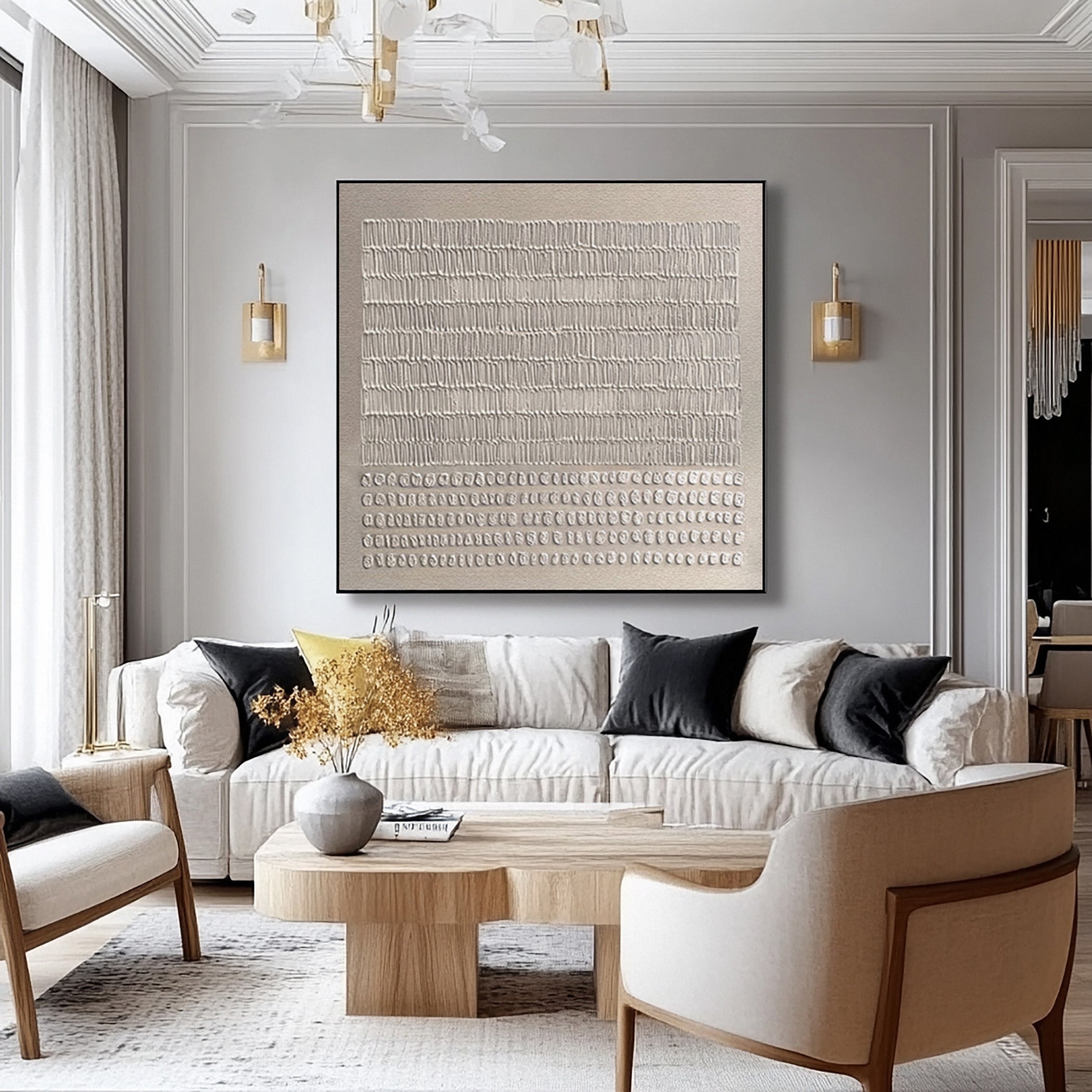 Minimalist Neutral Canvas with Repeated Abstract Symbols #BGA 306