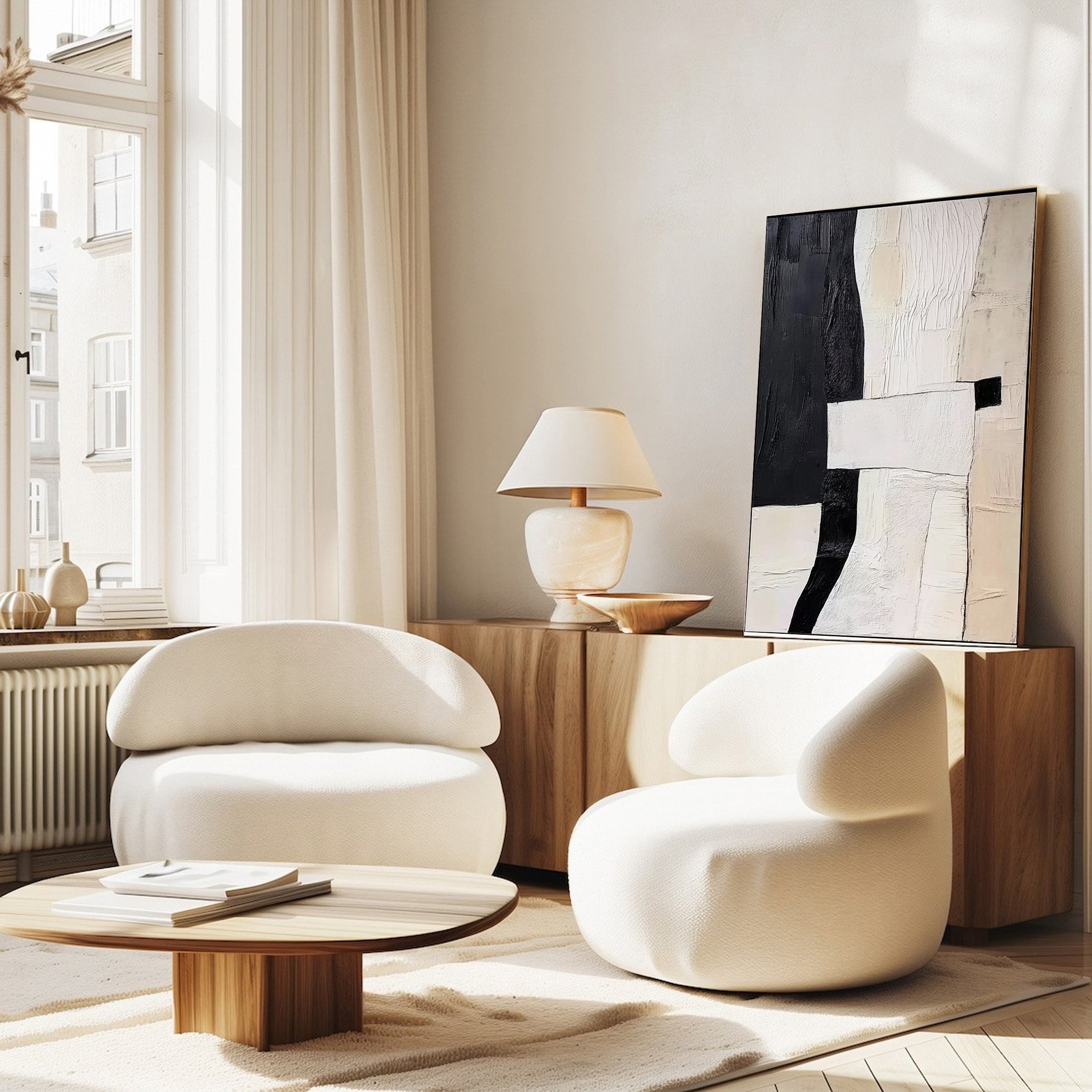 Modern Contrast Black & White Abstract Wall Art #BWA 018