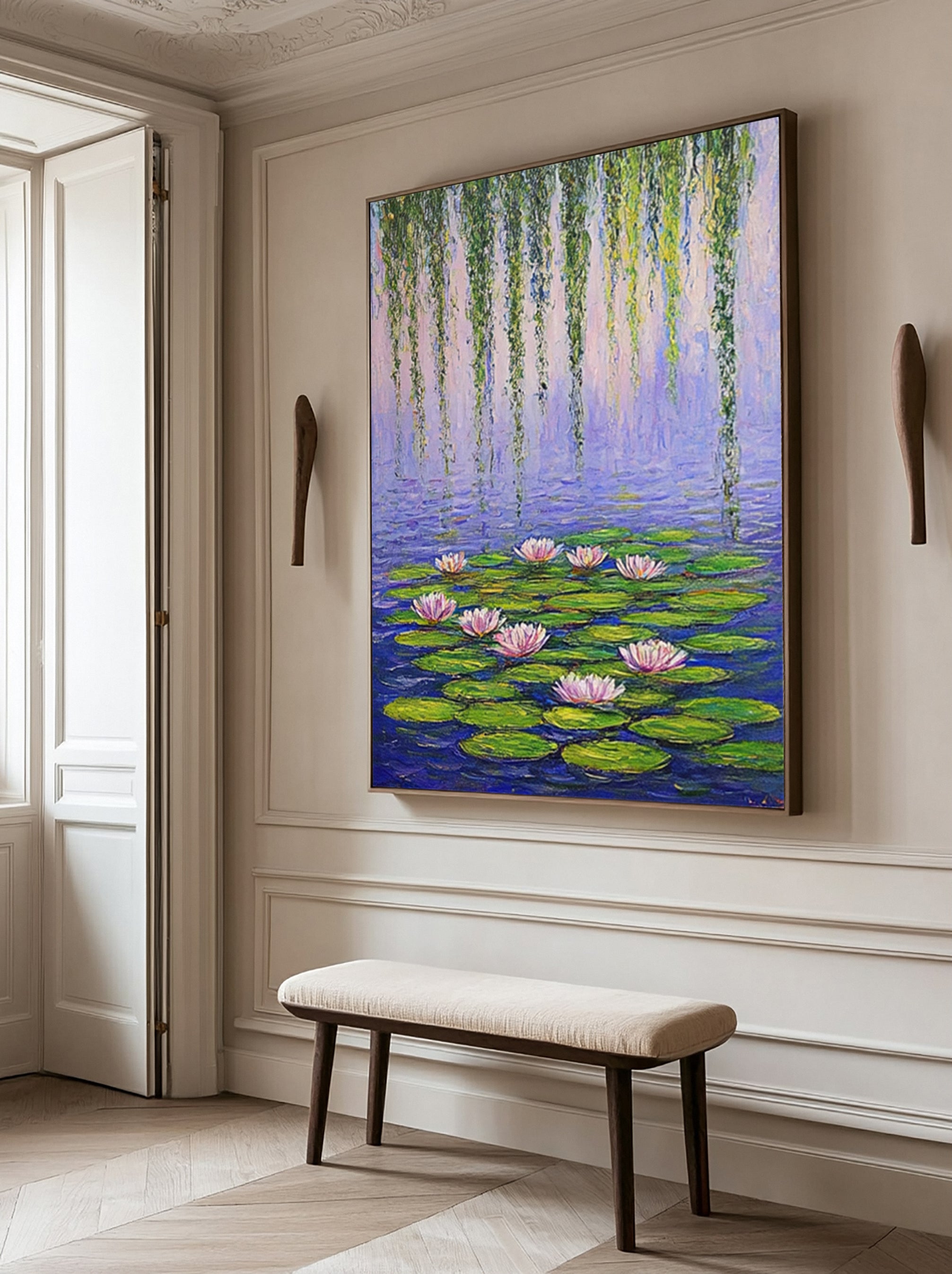 Modern Painting Recalling Monet's Tranquil Water Lily Scenes #BGA 364