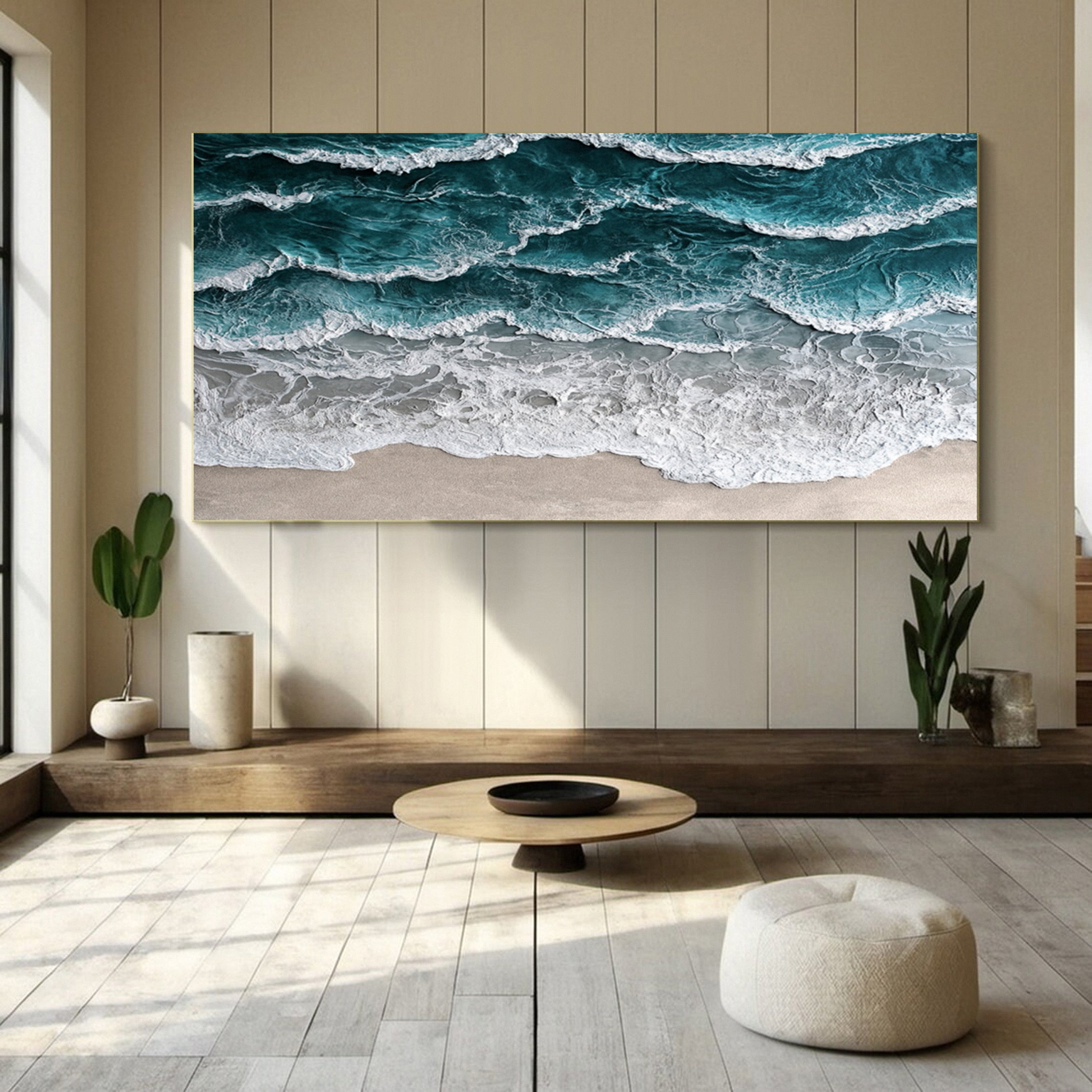 Large Abstract Seascape Canvas Textured Waves for Elegant Interiors #OP 024