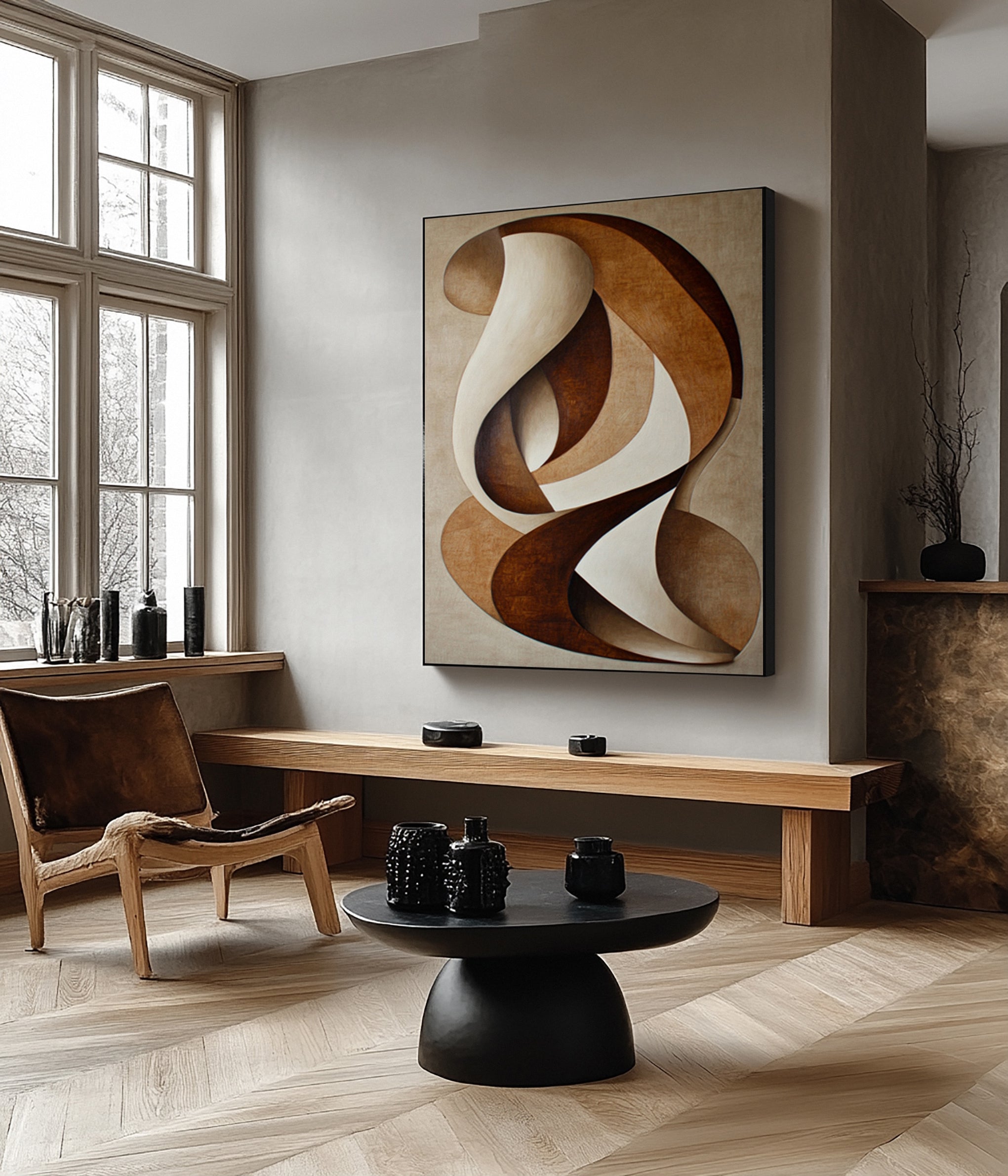 Abstract Dance: Swirling Rhythms in Warm Neutral Hues #BGA 297