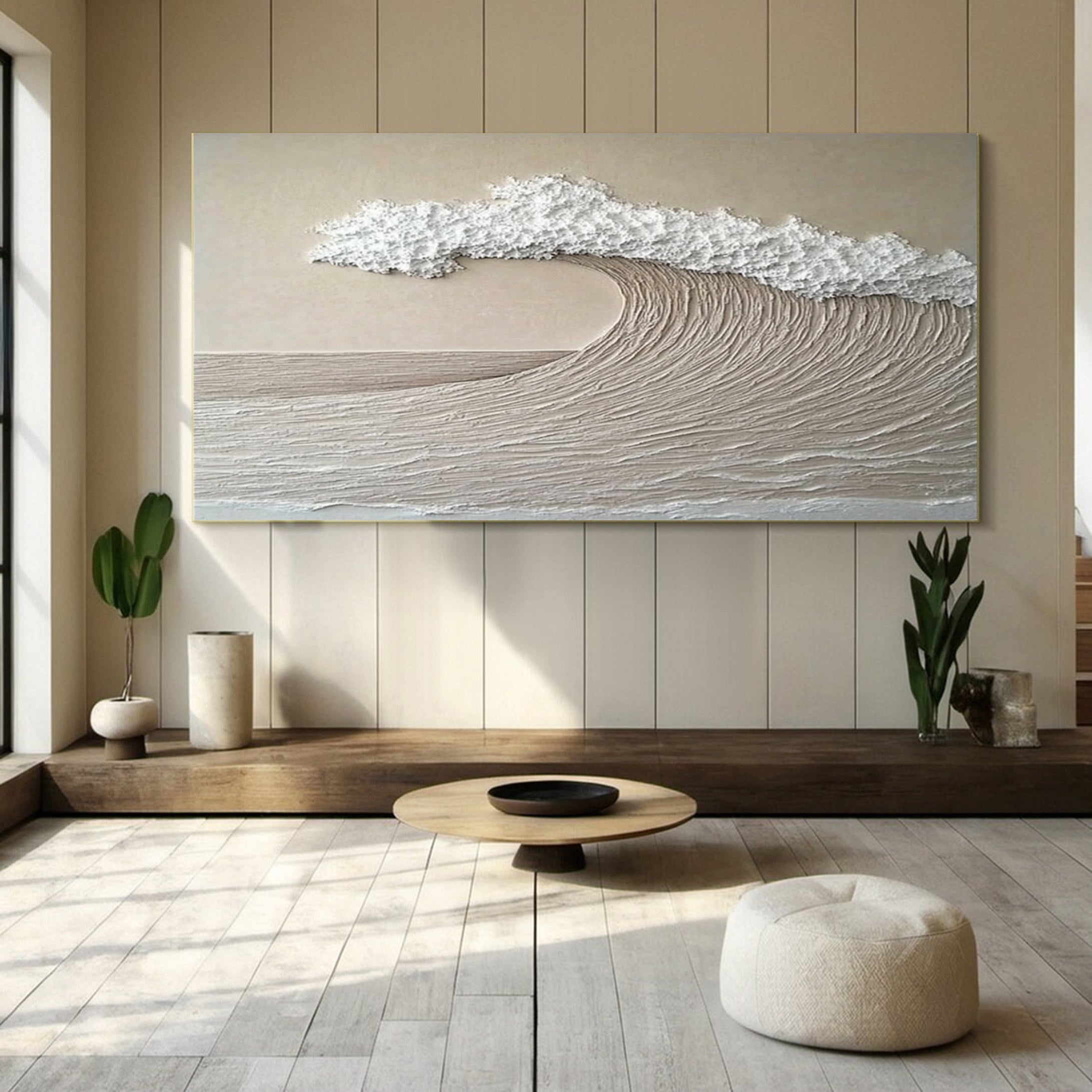 Large Abstract Seascape Canvas Textured Waves for Elegant Interiors #OP 032
