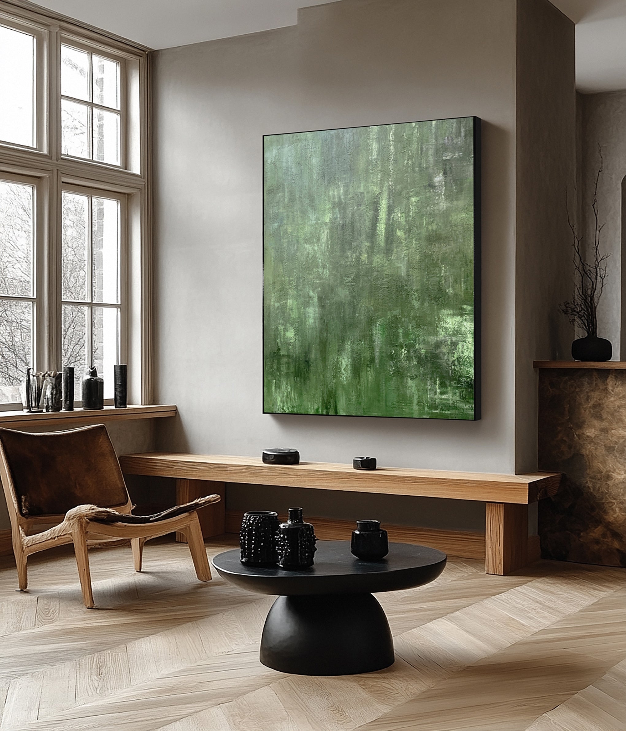 Contemporary Green Abstract with Visible Brushstrokes #BGA 300