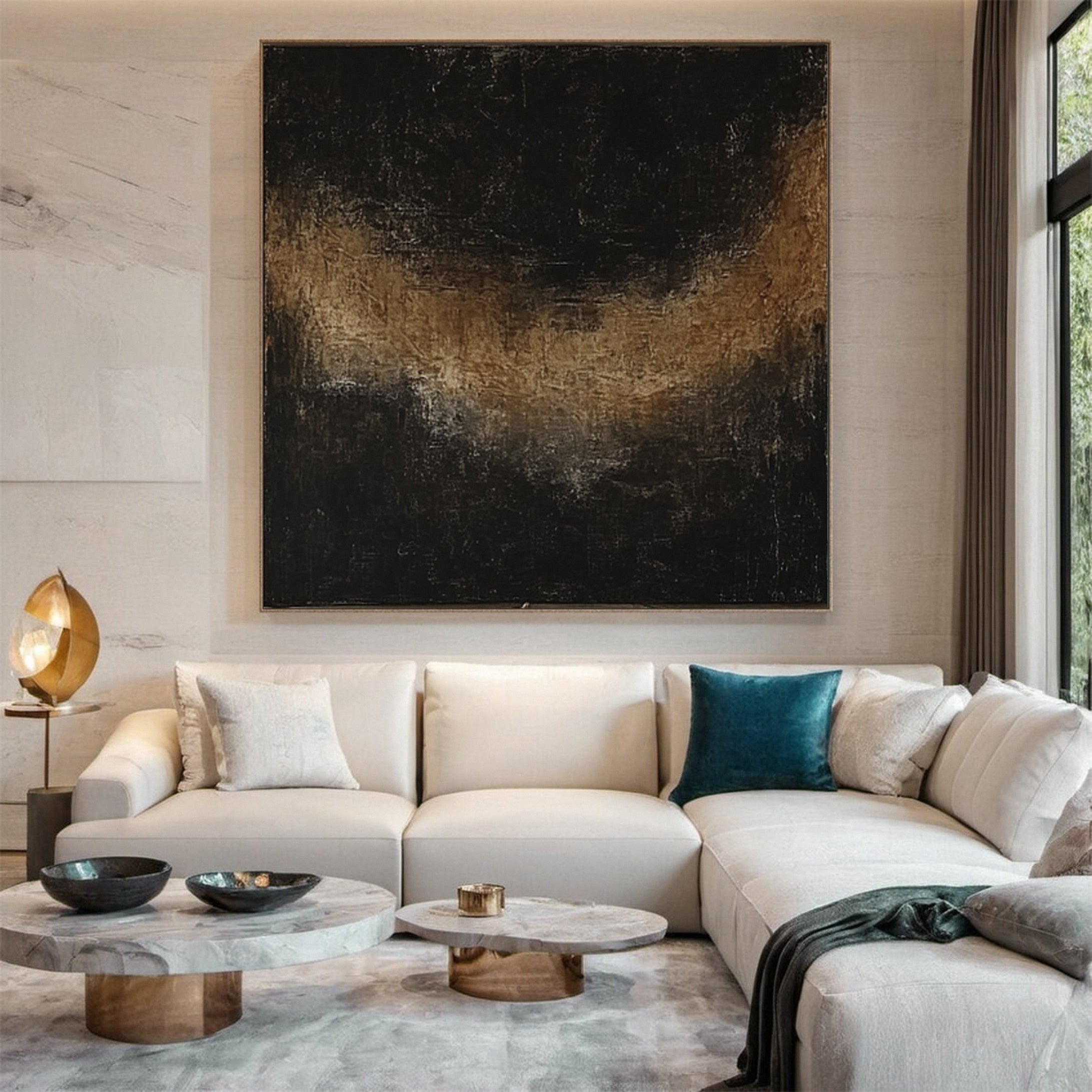 Monochrome Elegance Textured Black Abstract Wall Art #BM 130