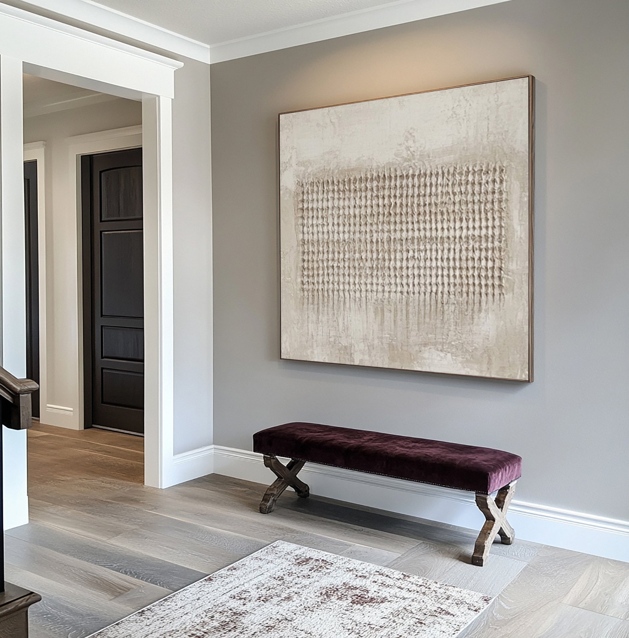 Wabi Sabi Neutral Painting with Repeated Tactile Lines #BGA 313