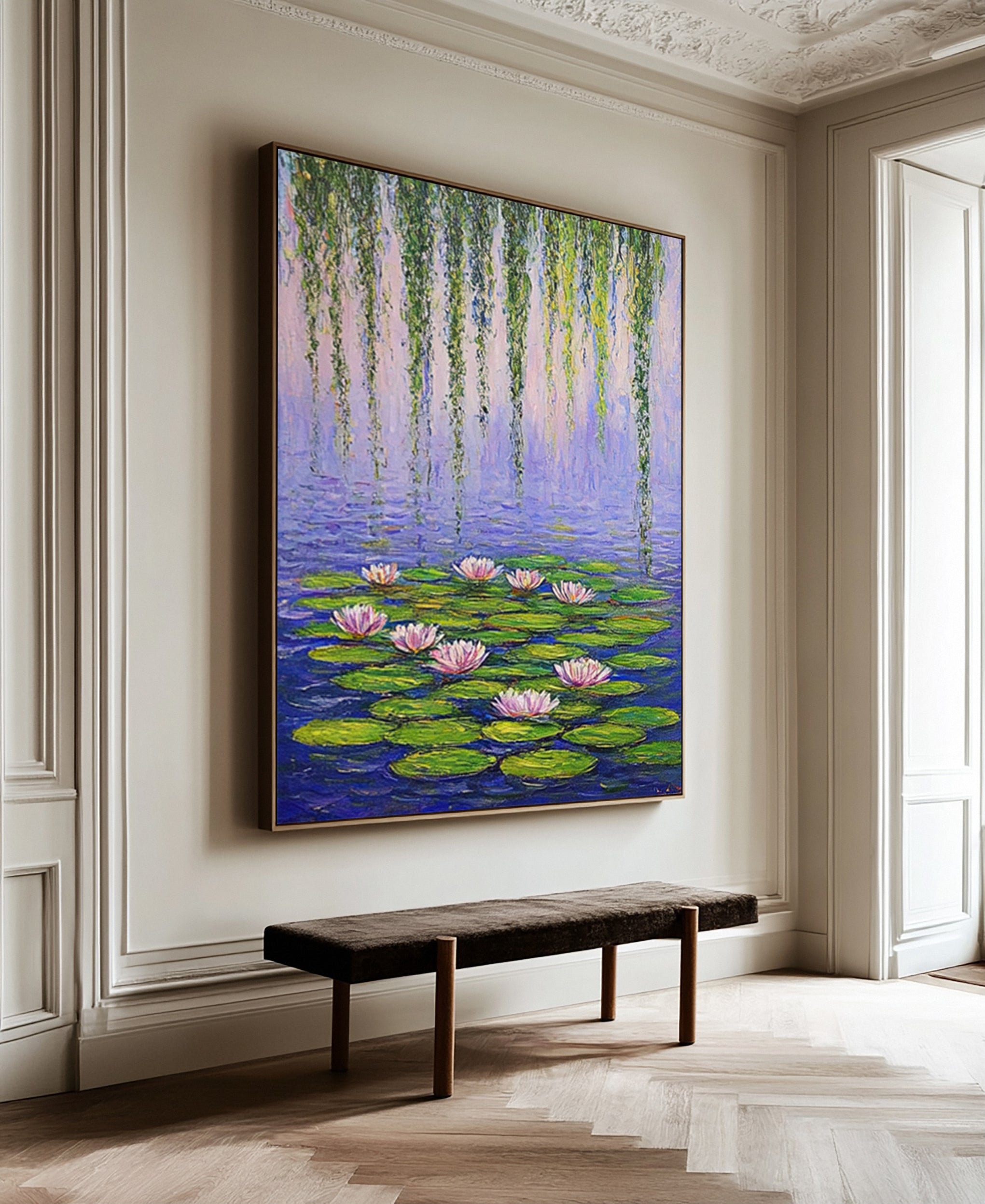 Modern Painting Recalling Monet's Tranquil Water Lily Scenes #BGA 364
