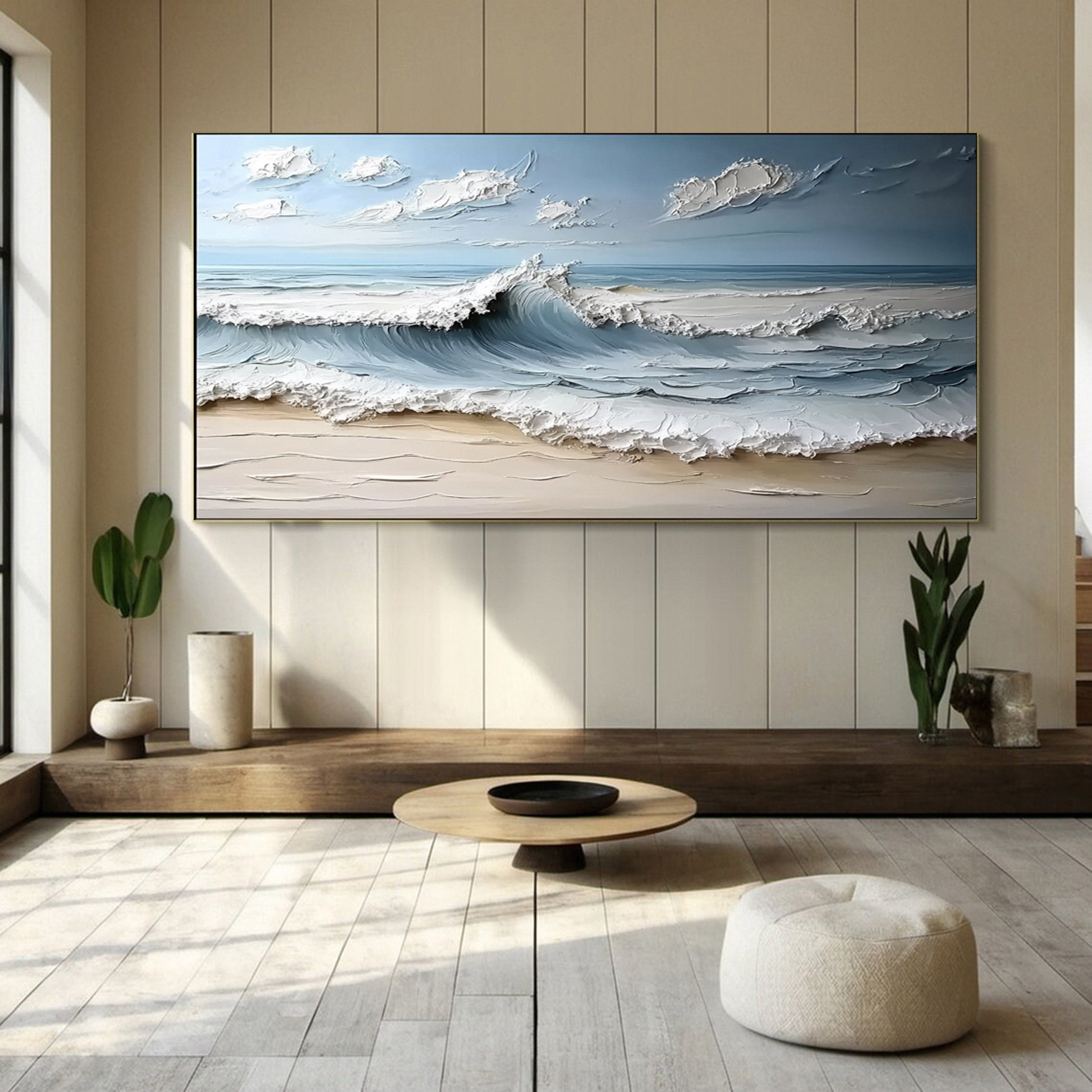 Large Abstract Sea Waves Artwork for Contemporary Wall Decor #OP 013