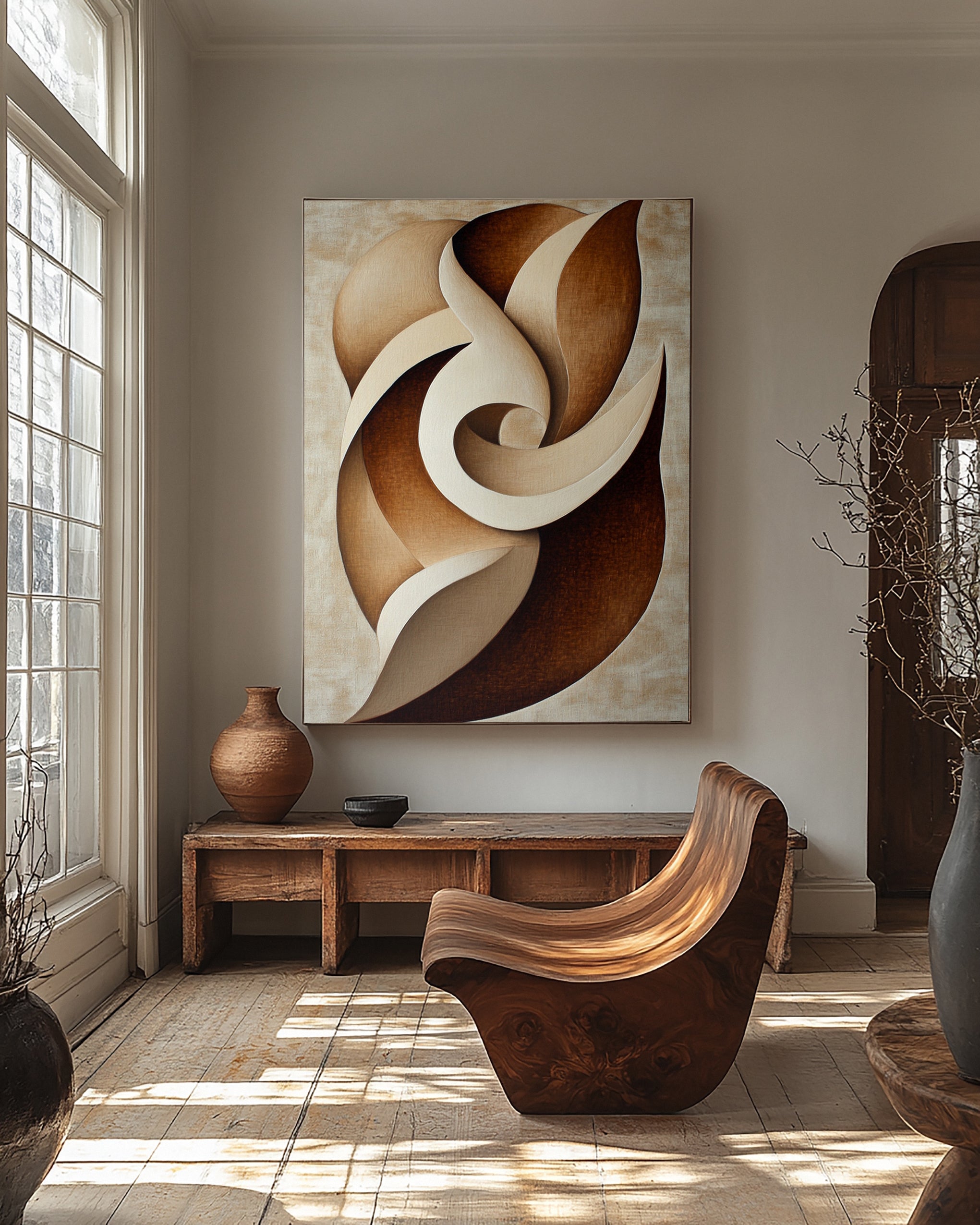 Evolving Form: Modern Abstract with Swirling Organic Layers #BGA 298