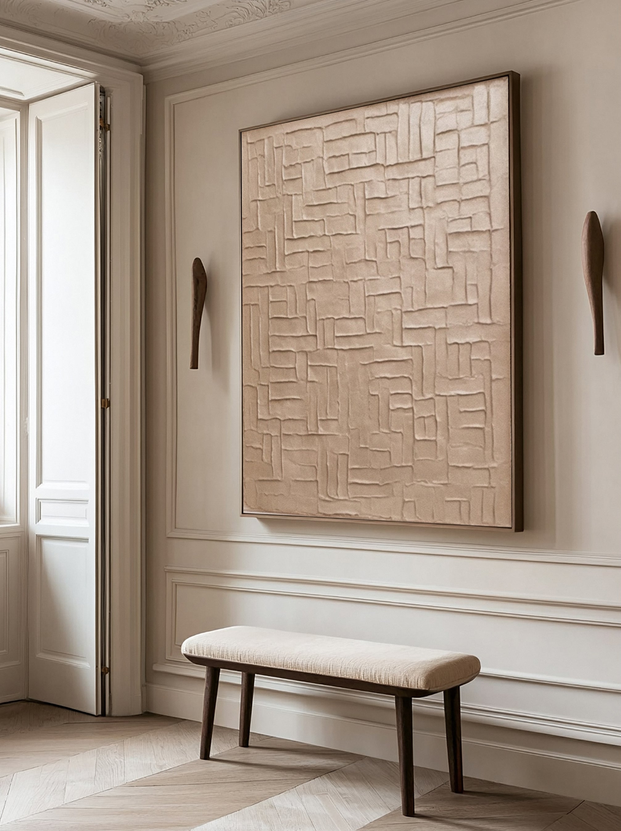 Modern Abstract Canvas with Textured Interlocking Forms #BGA 308