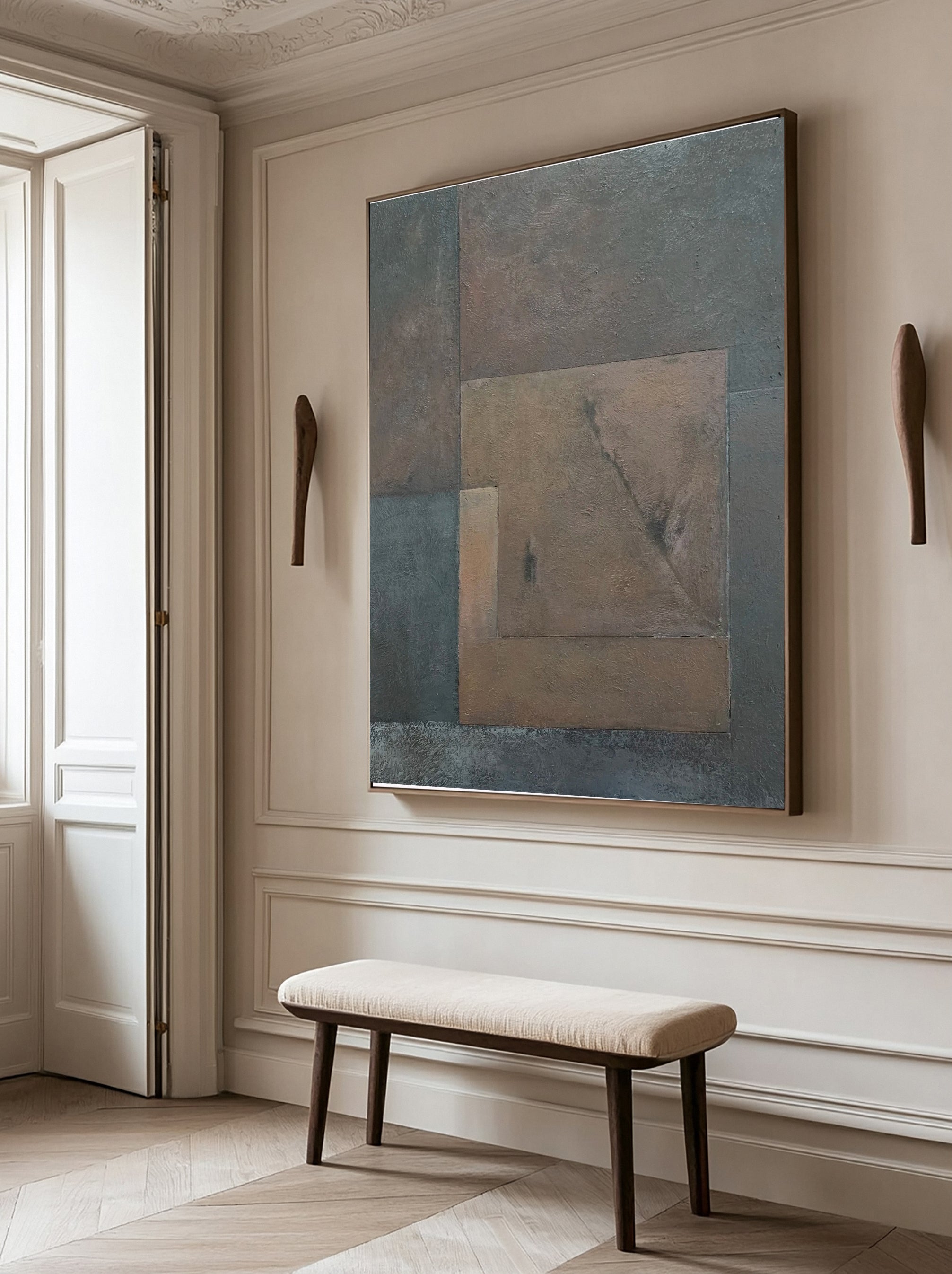 Wabi Sabi Art with Muted Toned Imperfect Geometric Shapes #BGA 314