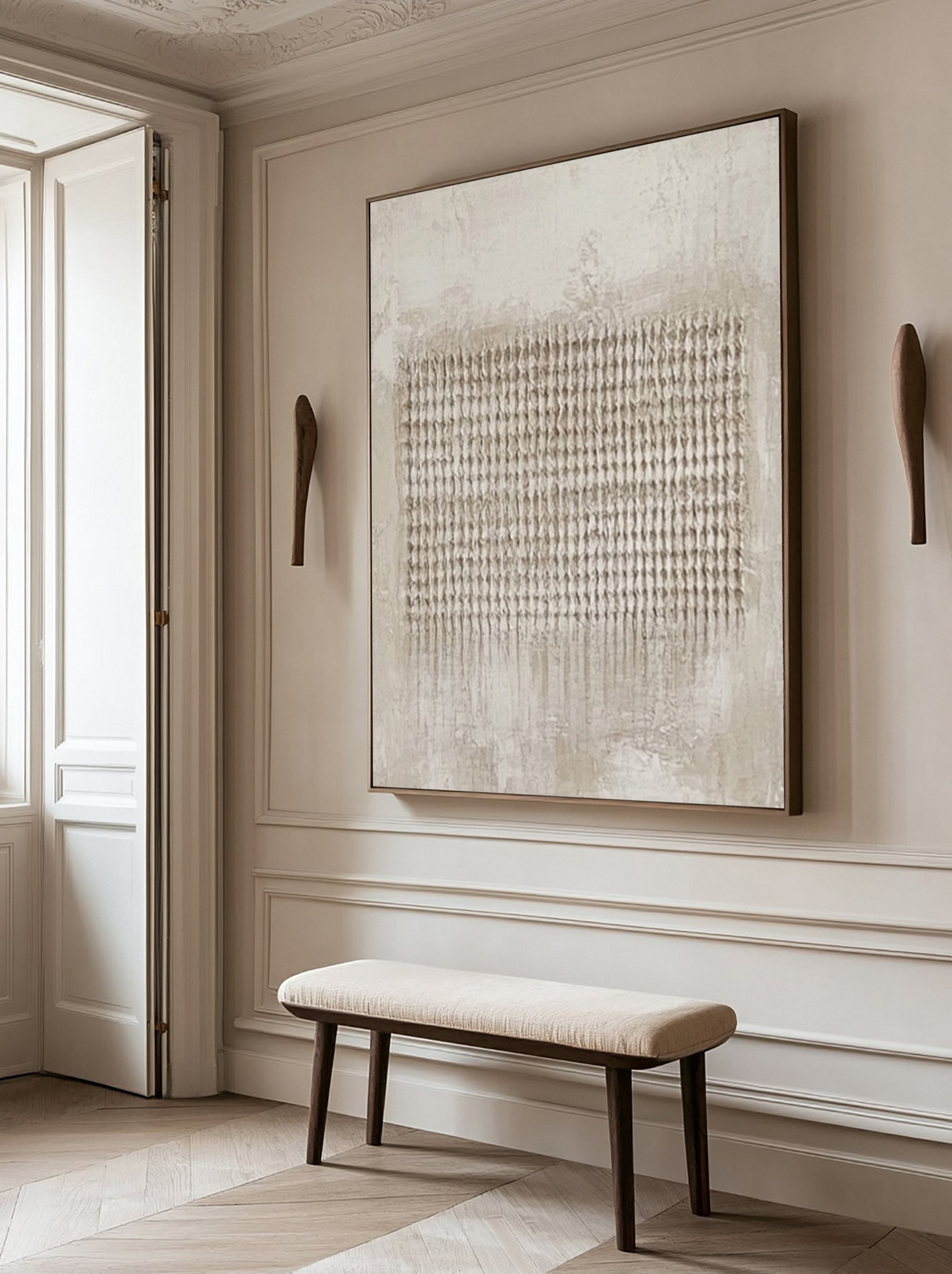 Contemporary Neutral Painting with Organic Vertical Pattern #BGA 323