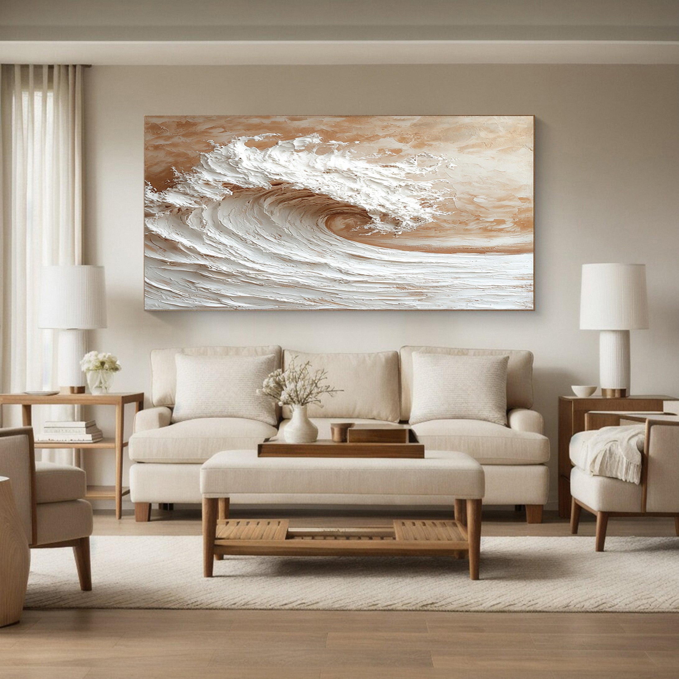 Impasto Ocean Wave Painting Textured Seascape Art #WG 036