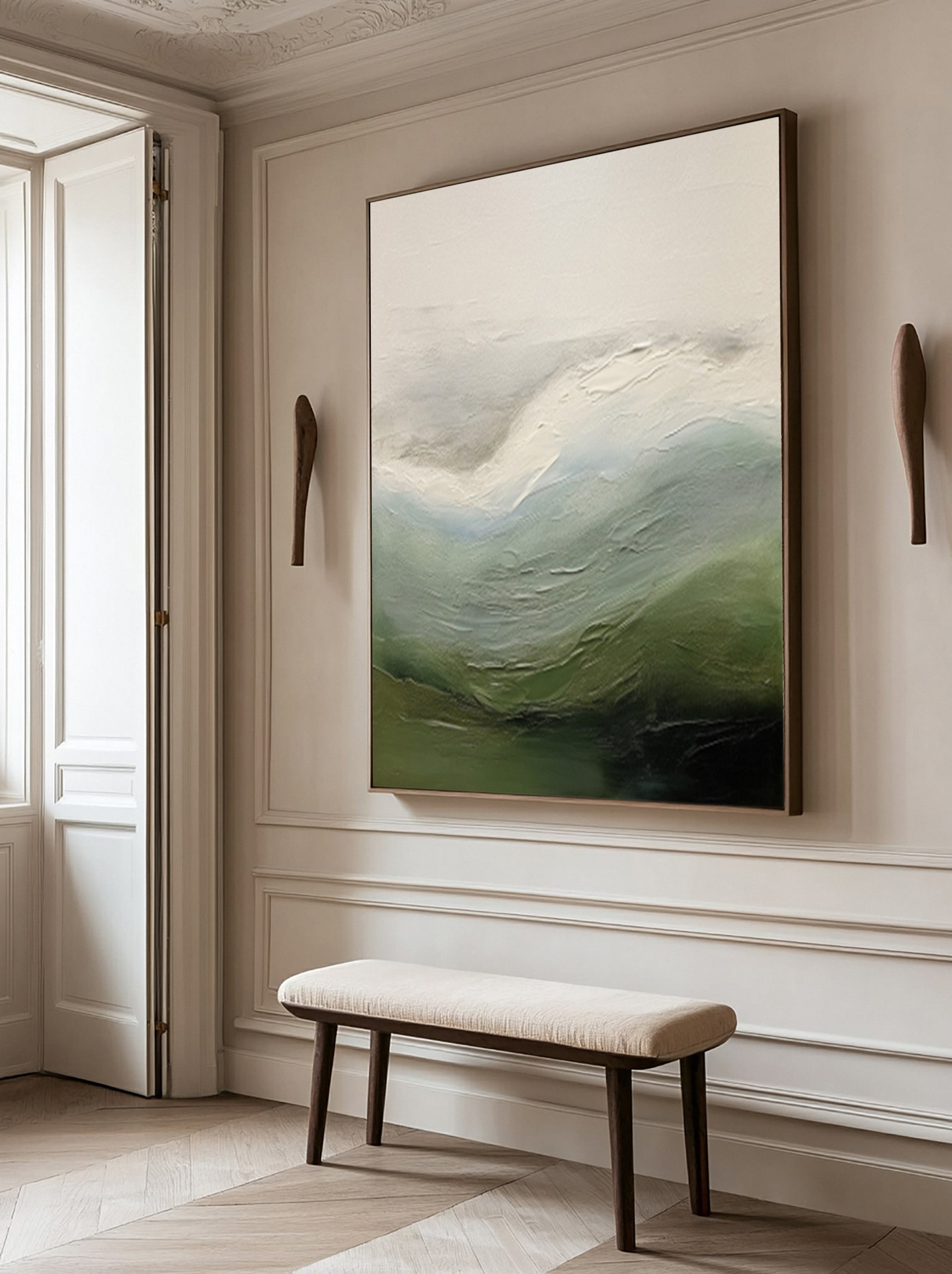 Abstract Landscape with Rolling Forms in Greens and Blues #BGA 336