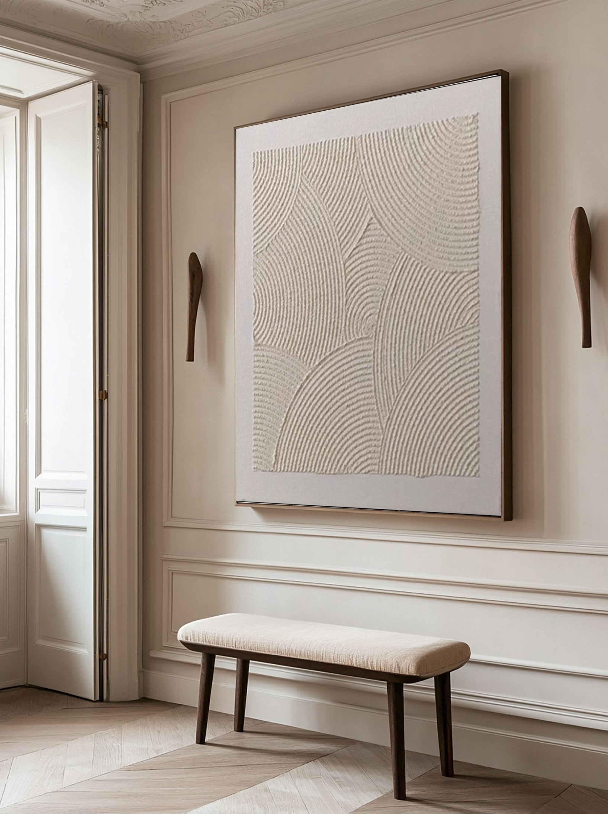 Minimalist Neutral Art with Textured Emanating Curves #BGA 315
