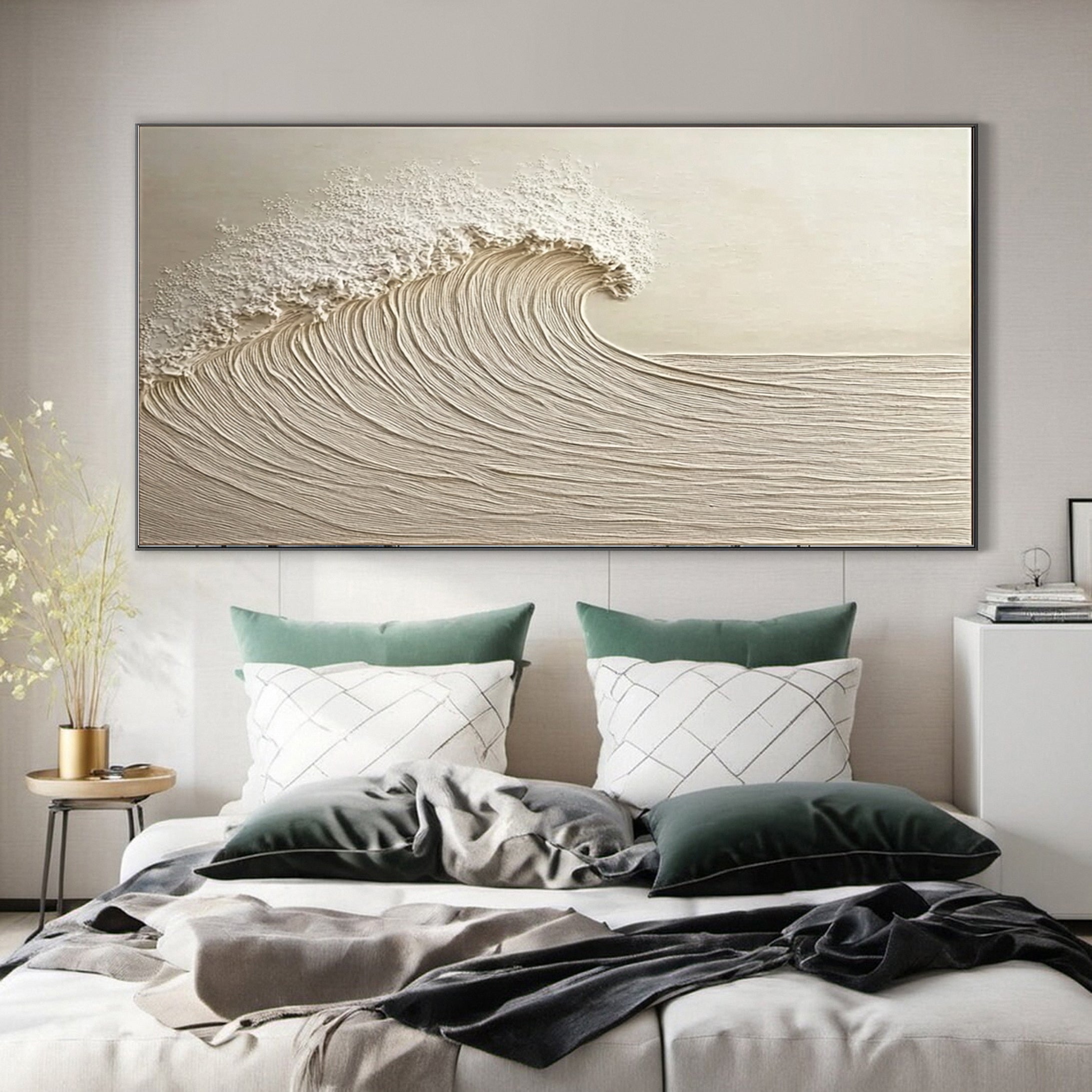 Large Abstract Seascape Canvas Textured Waves for Elegant Interiors #OP 034